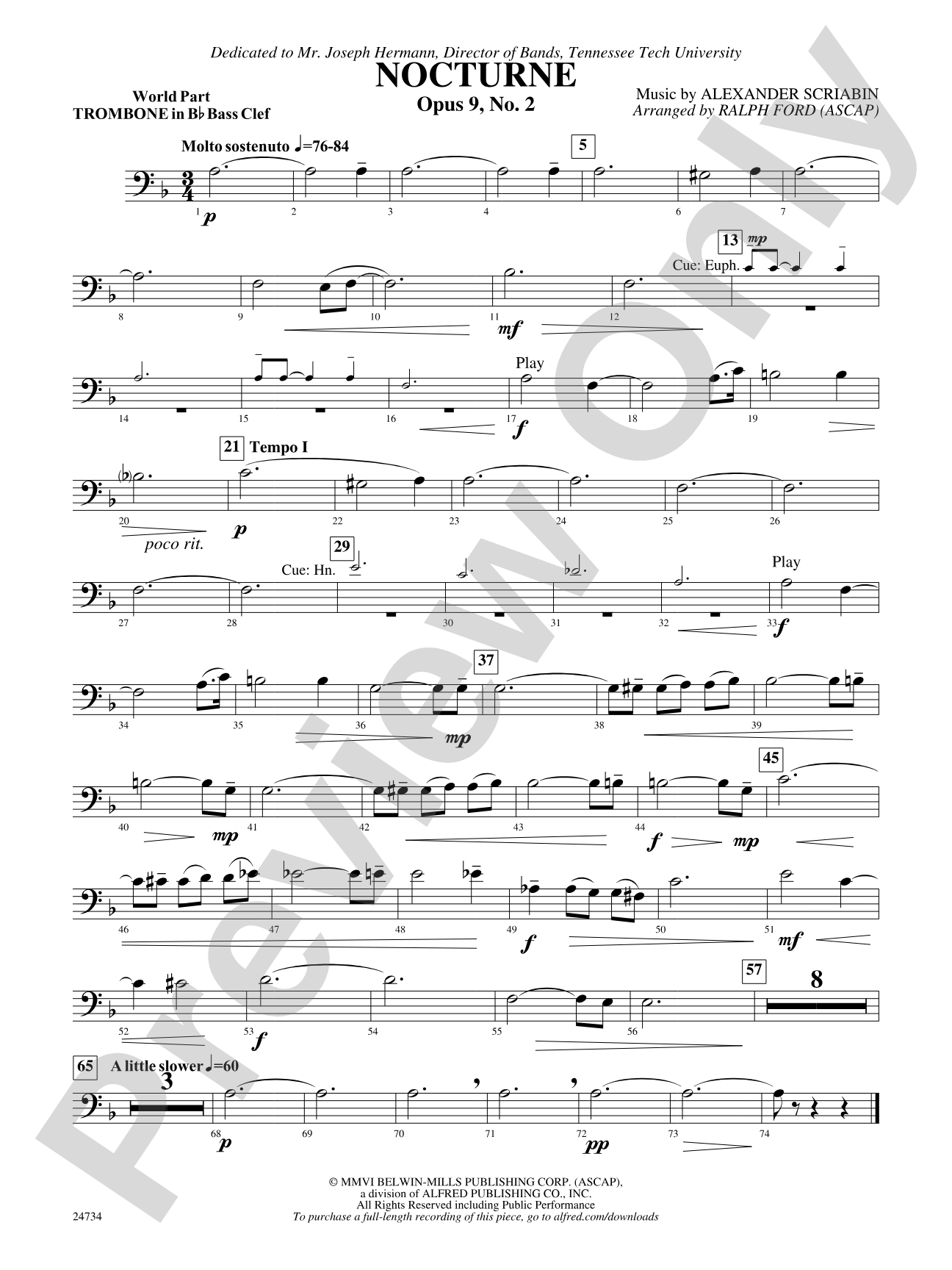 Nocturne (Opus 9, No. 2): (wp) Bb Trombone B.C. 1