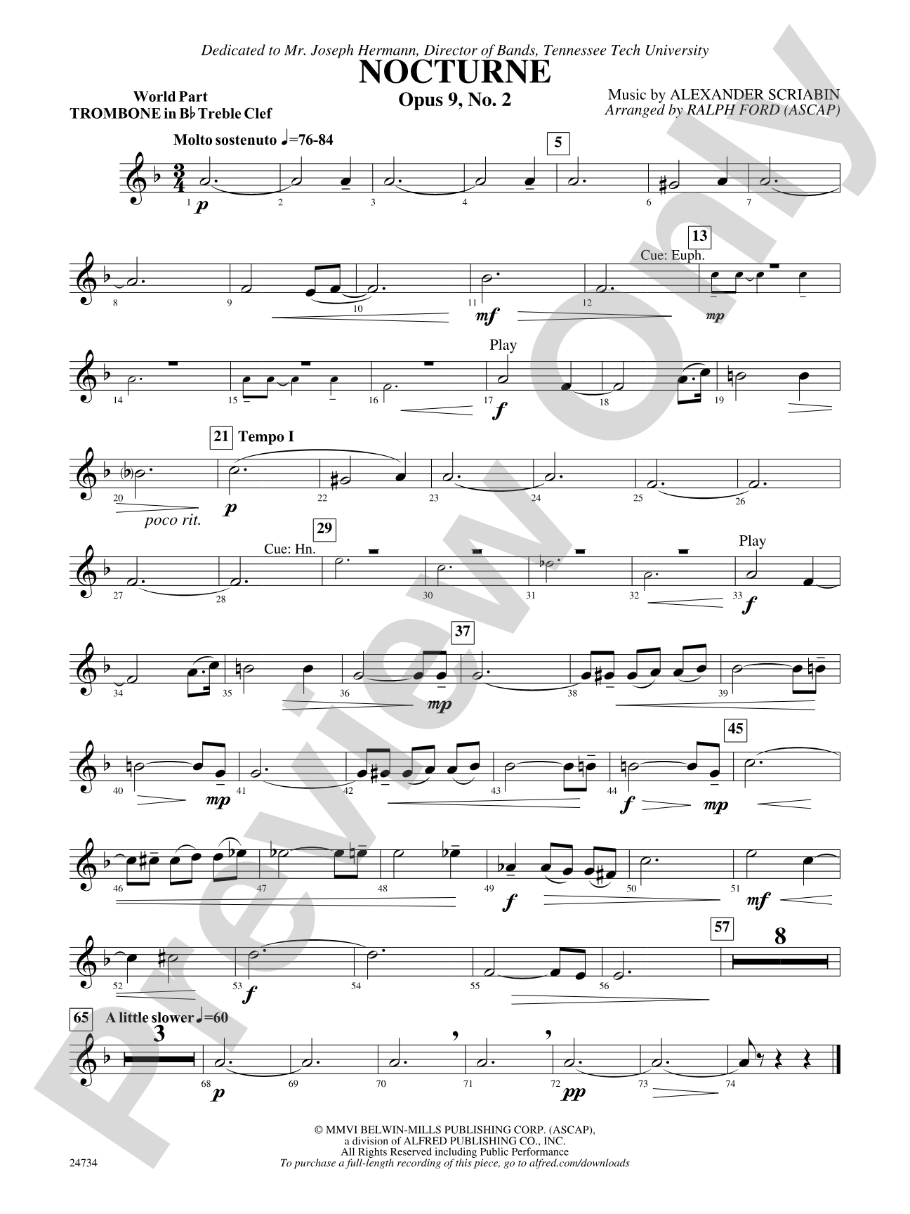 Nocturne (Opus 9, No. 2): (wp) Bb Trombone T.C. 1
