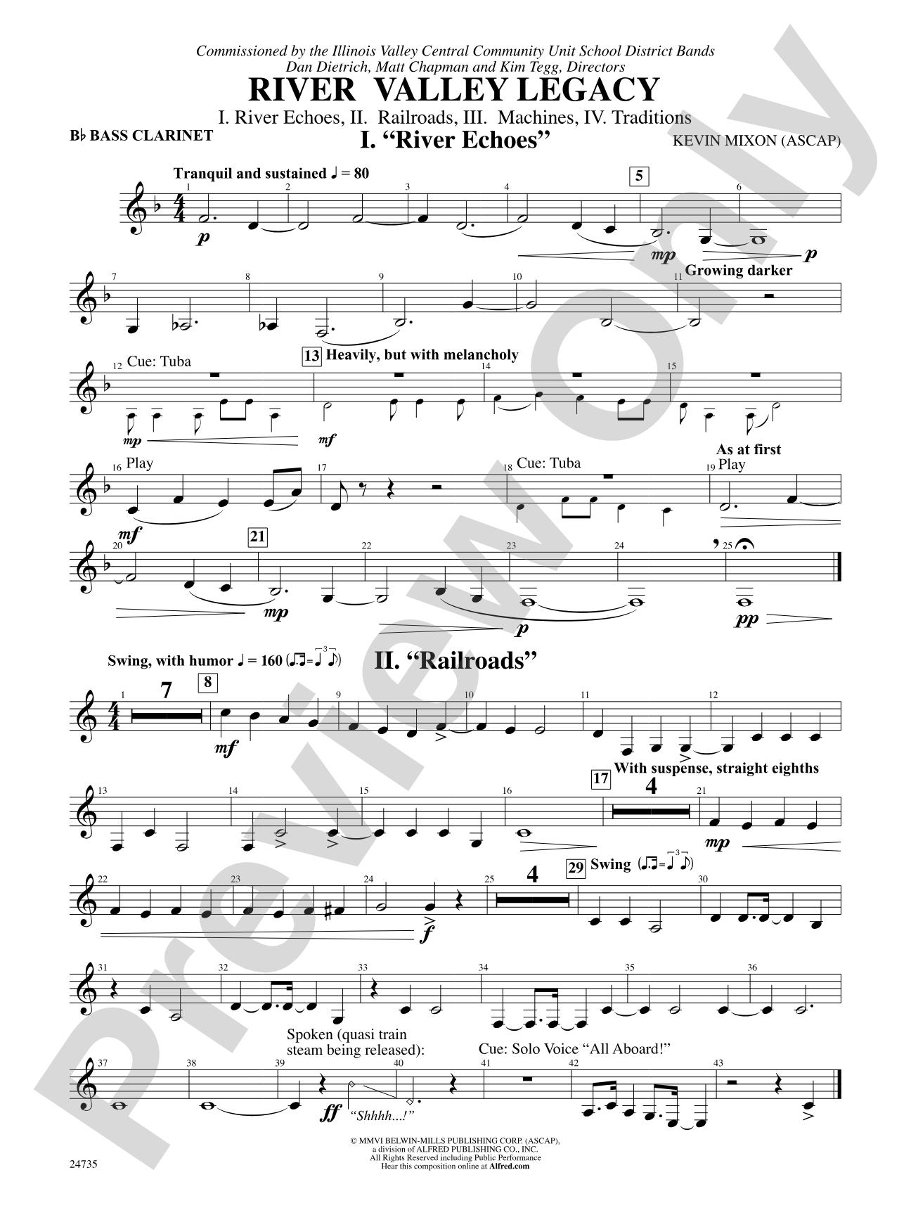 River Valley Legacy (I. River Echoes, II. Railroads, III. Machines, IV. Traditions): B-flat Bass Clarinet