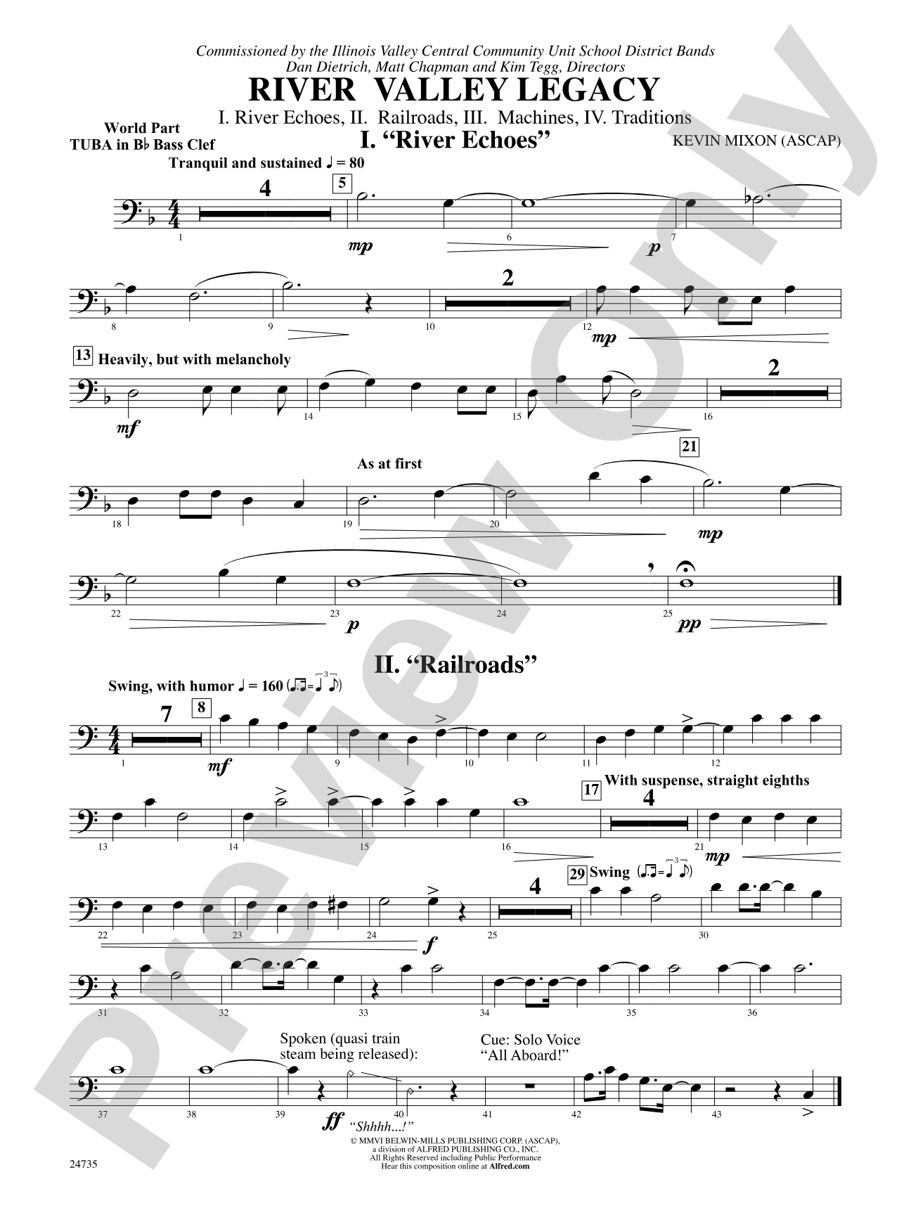 River Valley Legacy (I. River Echoes, II. Railroads, III. Machines, IV. Traditions): (wp) B-flat Tuba B.C.