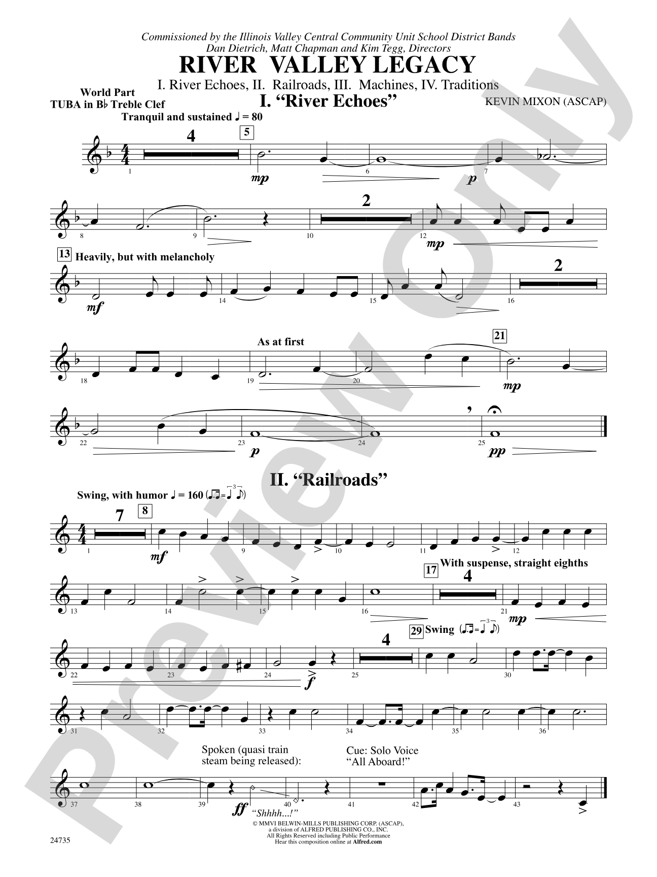 River Valley Legacy (I. River Echoes, II. Railroads, III. Machines, IV. Traditions): (wp) B-flat Tuba T.C.
