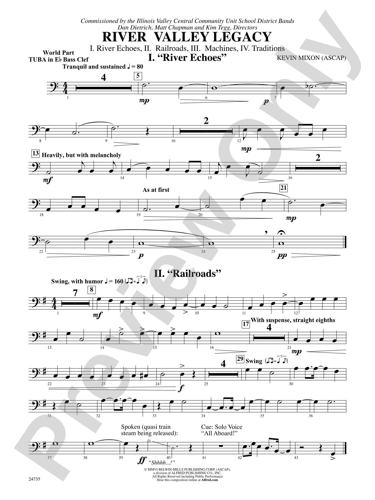 River Valley Legacy (I. River Echoes, II. Railroads, III. Machines, IV. Traditions): (wp) E-flat Tuba B.C.