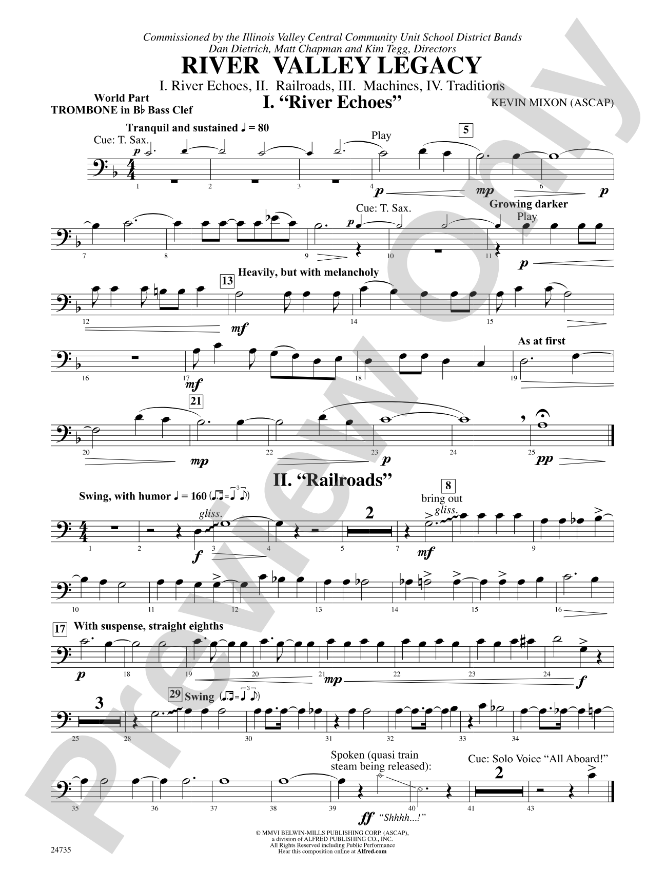 River Valley Legacy (I. River Echoes, II. Railroads, III. Machines, IV. Traditions): (wp) 1st B-flat Trombone B.C.