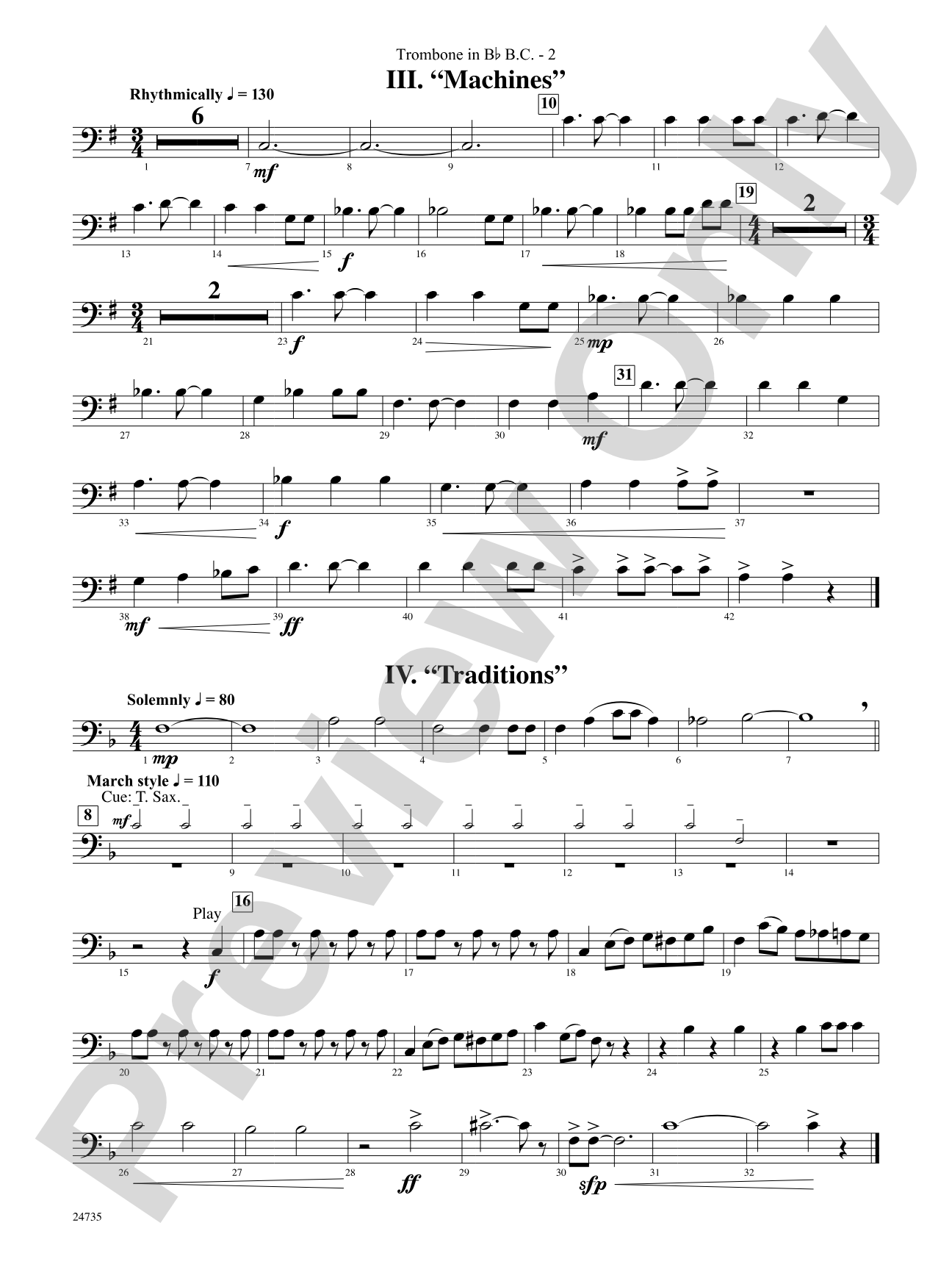 River Valley Legacy (I. River Echoes, II. Railroads, III. Machines, IV. Traditions): (wp) 1st B-flat Trombone B.C.