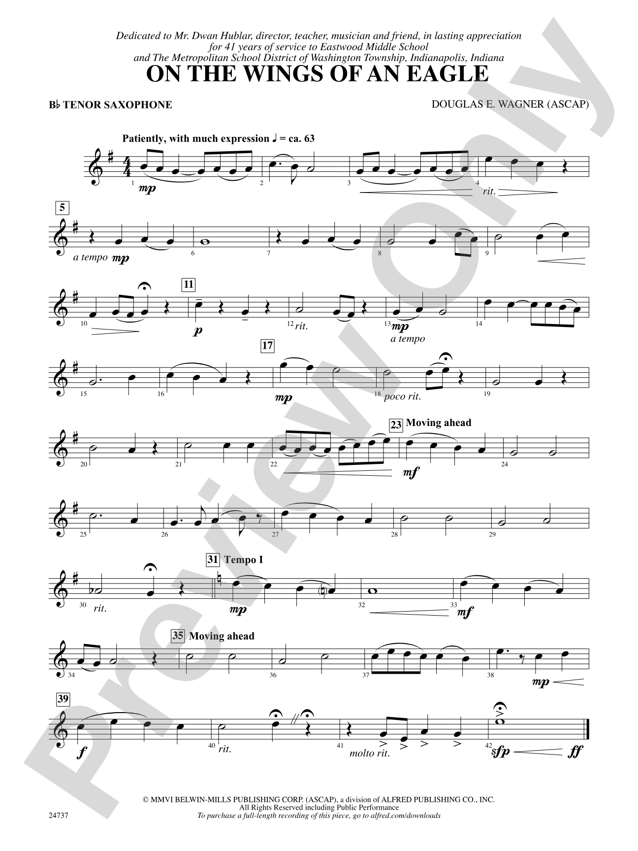 On the Wings of an Eagle: B-flat Tenor Saxophone