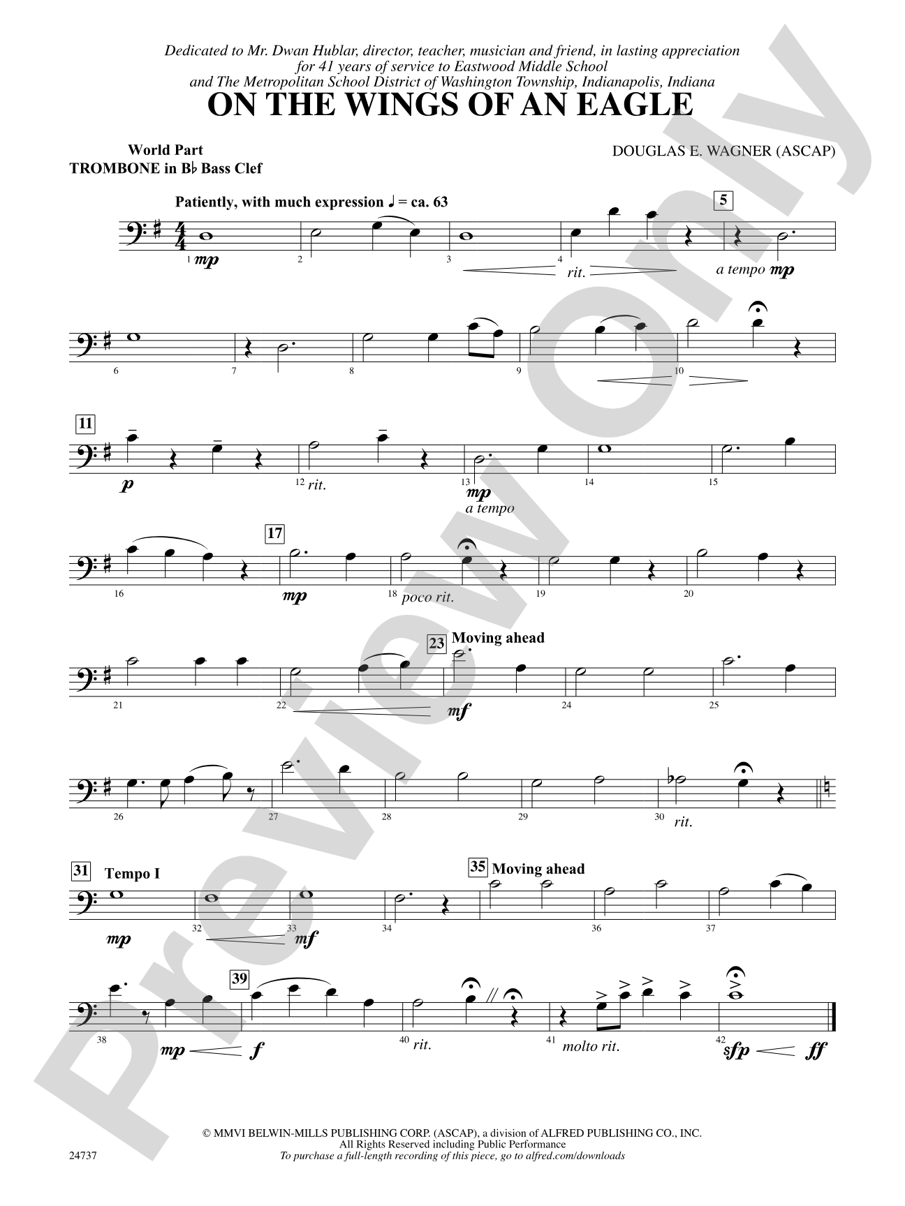 On the Wings of an Eagle: (wp) 1st B-flat Trombone B.C.