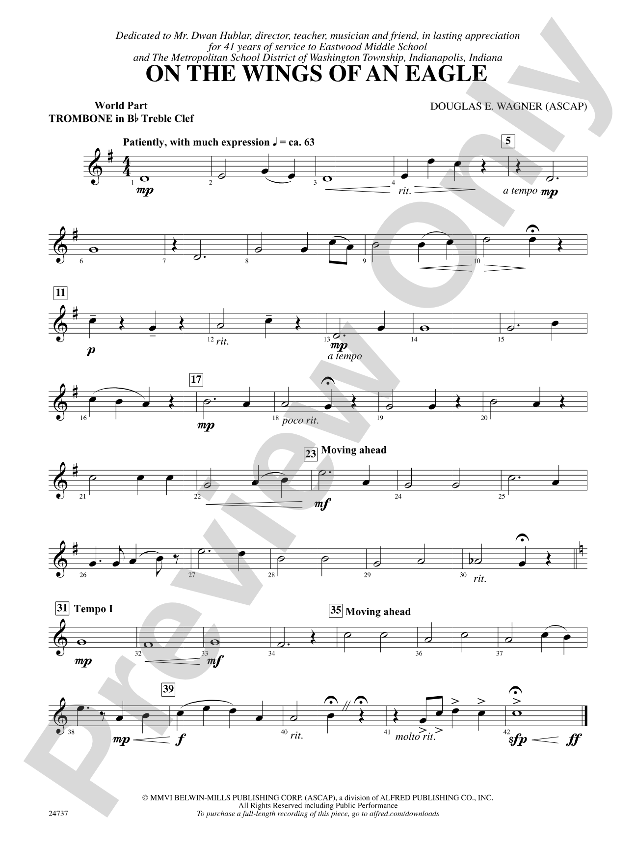 On the Wings of an Eagle: (wp) 1st B-flat Trombone T.C.