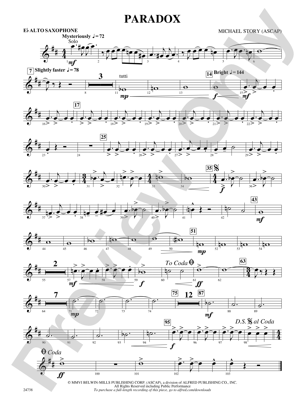 Paradox: E-flat Alto Saxophone
