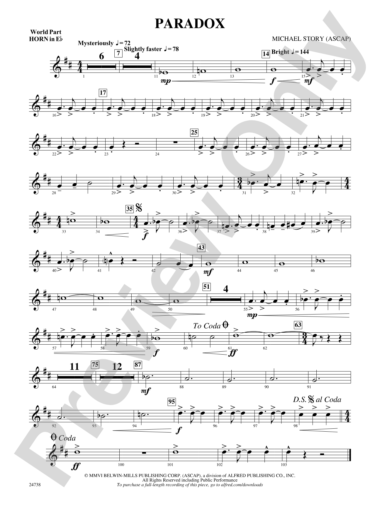 Paradox: (wp) 1st Horn in E-flat