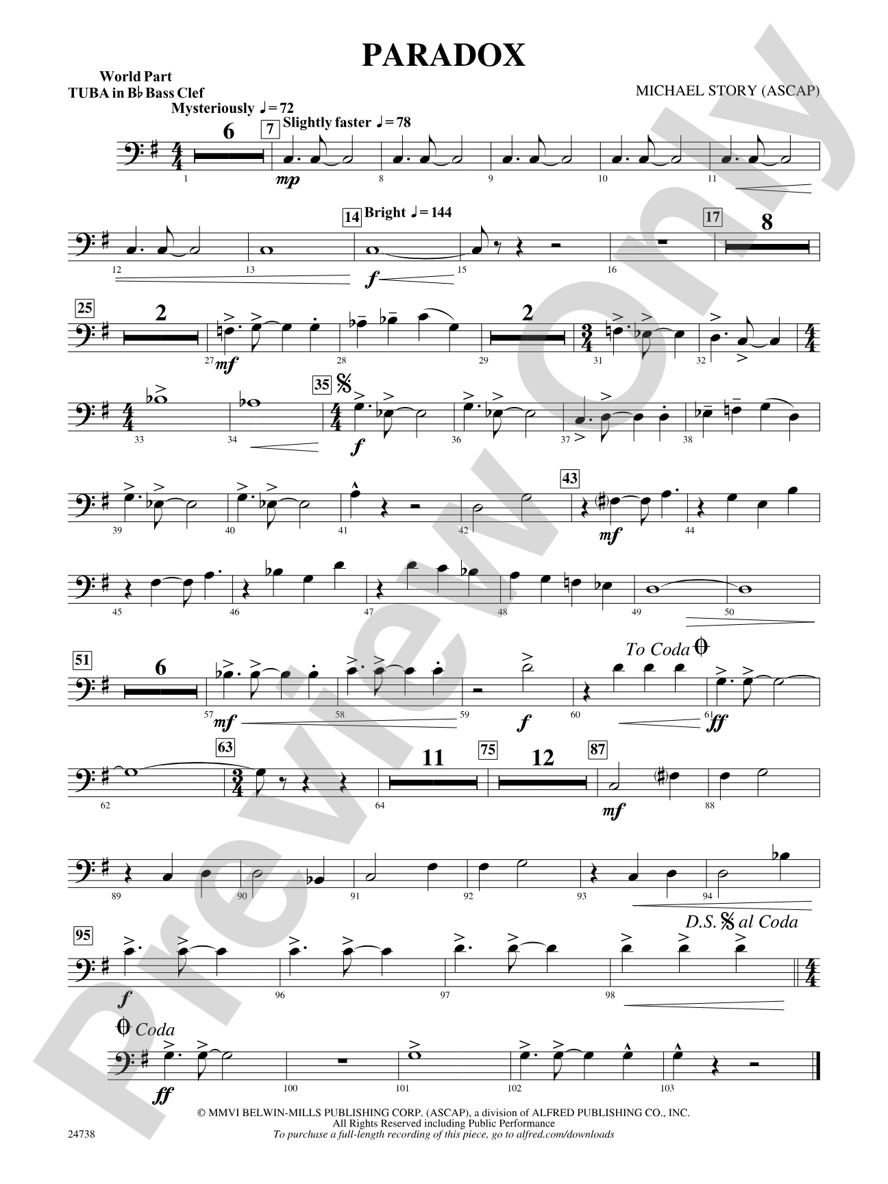 Paradox: (wp) B-flat Tuba B.C.