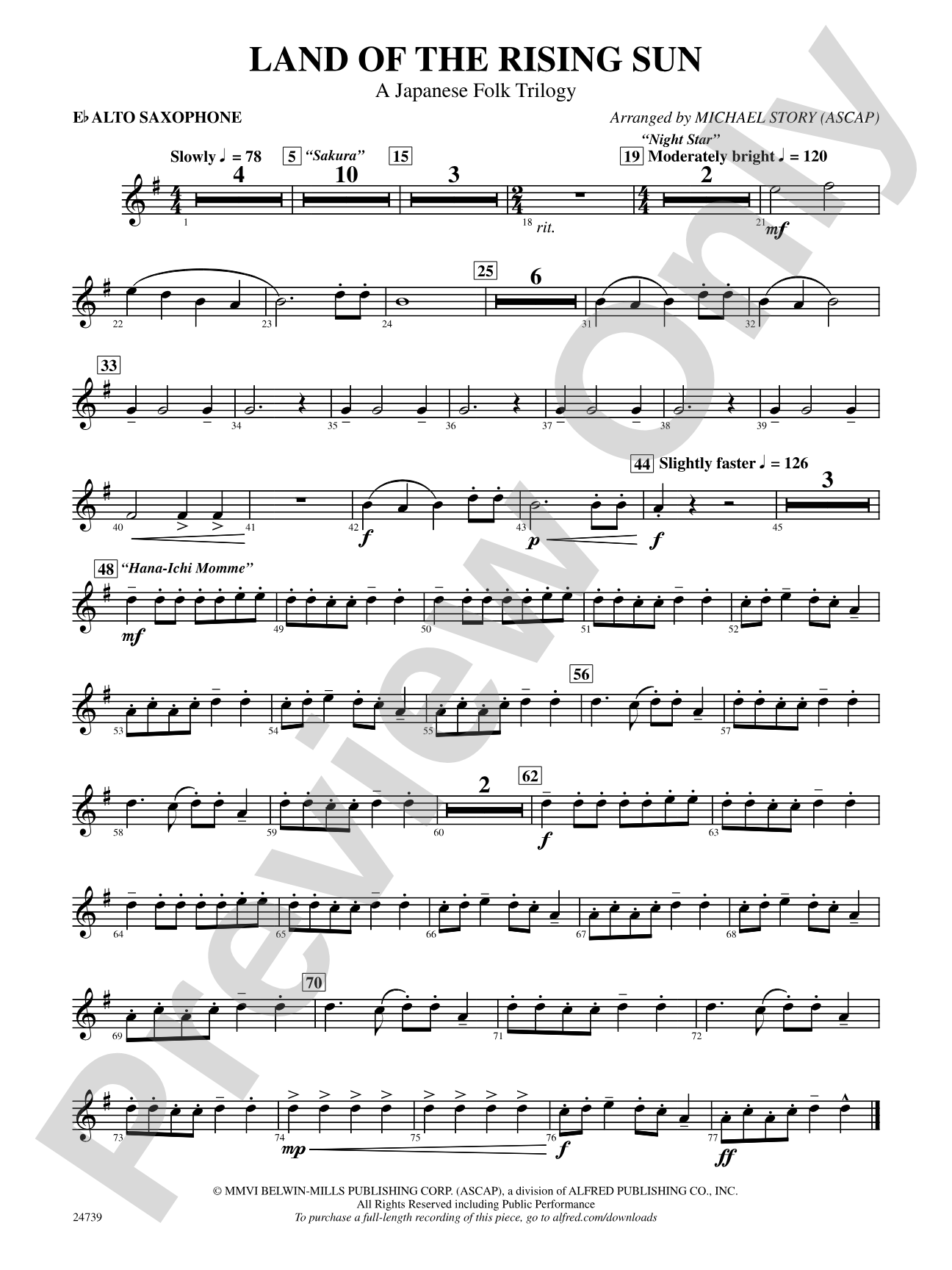 Land of the Rising Sun (A Japanese Folk Trilogy): E-flat Alto Saxophone