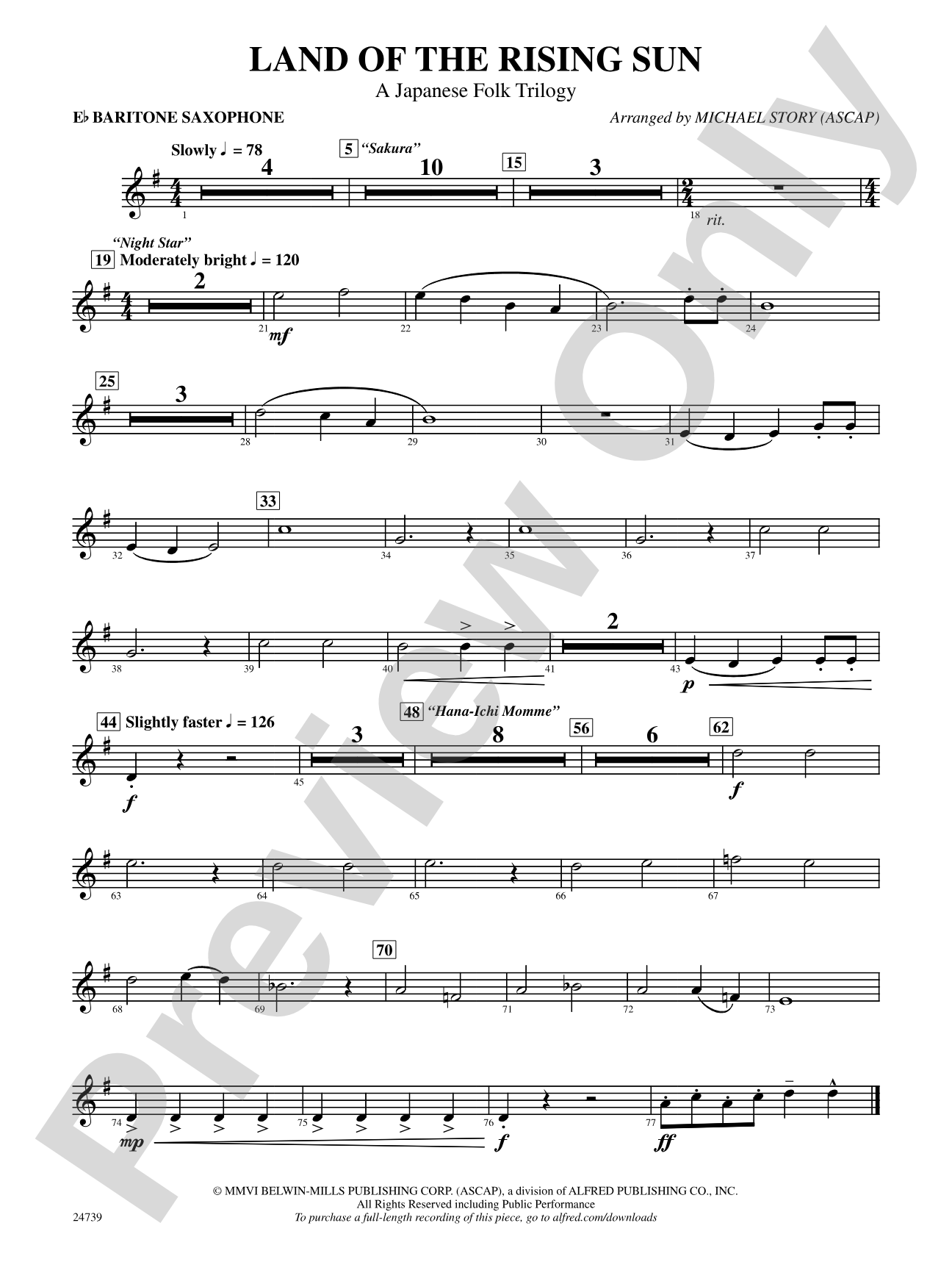 Land of the Rising Sun (A Japanese Folk Trilogy): E-flat Baritone Saxophone
