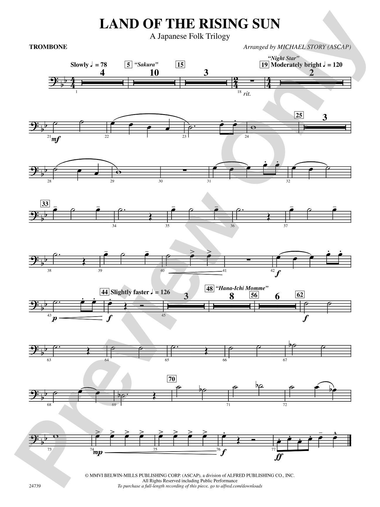 Land of the Rising Sun (A Japanese Folk Trilogy): 1st Trombone