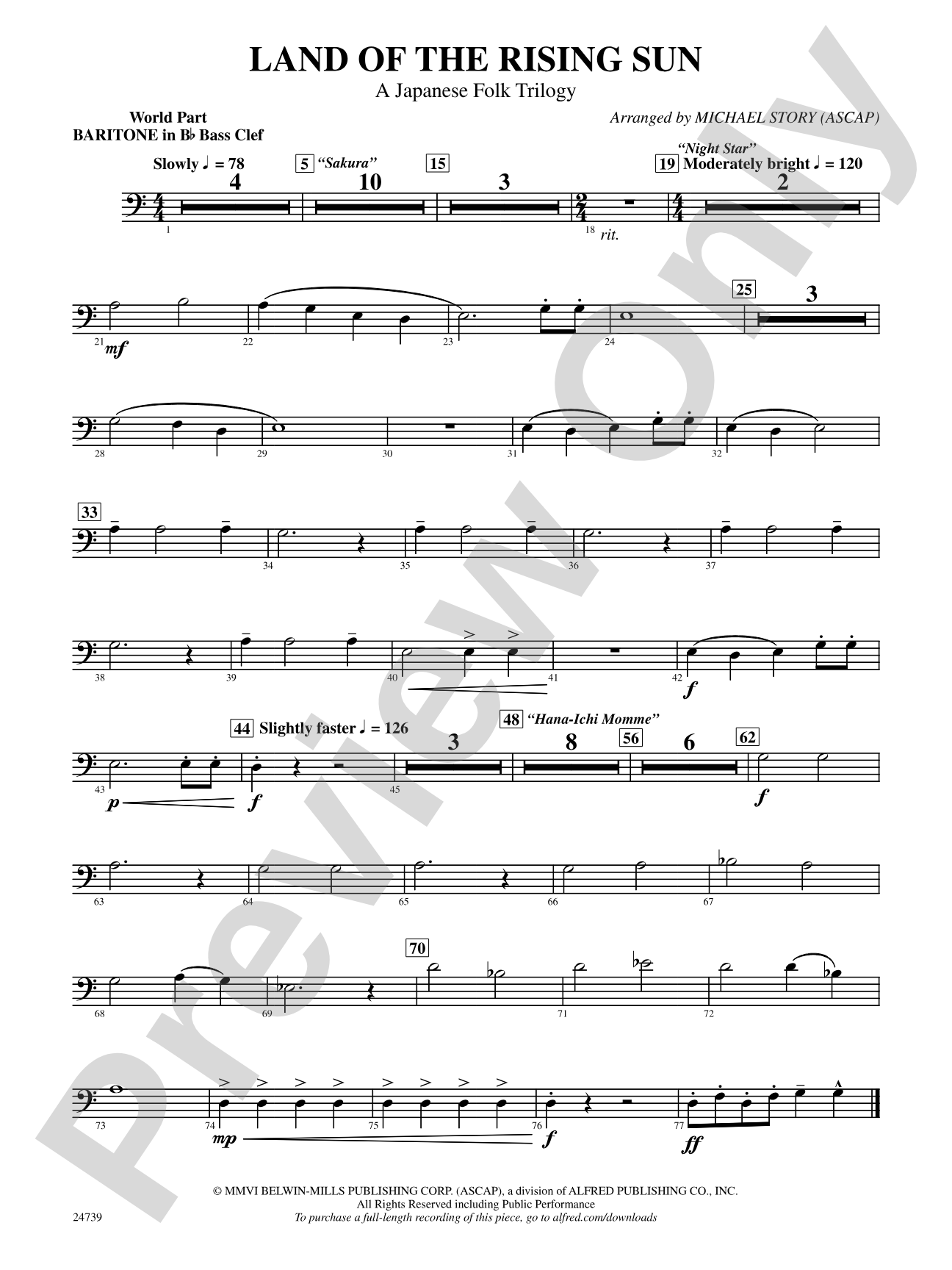 Land of the Rising Sun (A Japanese Folk Trilogy): (wp) B-flat Baritone B.C.