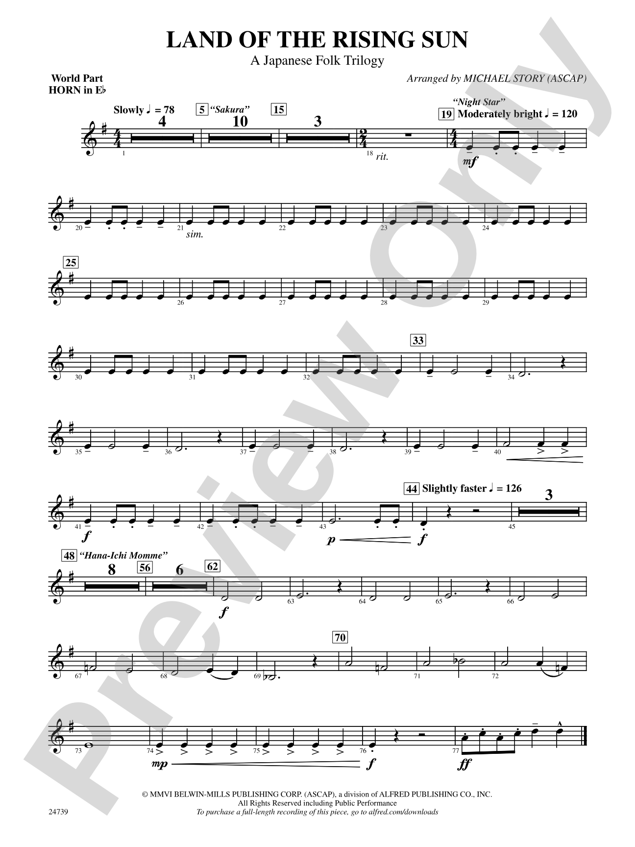Land of the Rising Sun (A Japanese Folk Trilogy): (wp) 1st Horn in E-flat