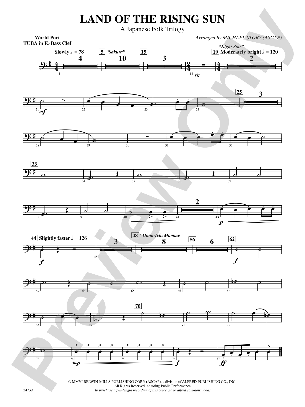 Land of the Rising Sun (A Japanese Folk Trilogy): (wp) E-flat Tuba B.C.