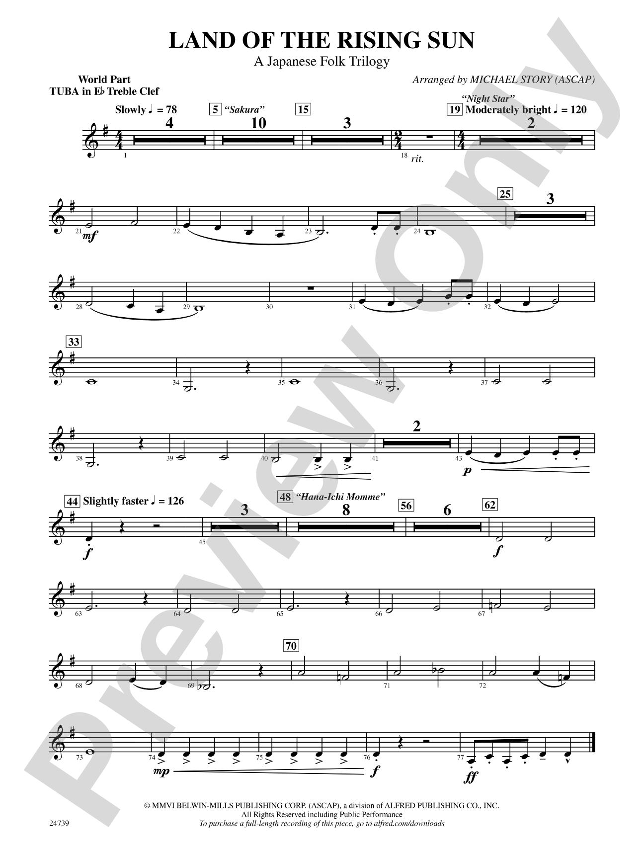 Land of the Rising Sun (A Japanese Folk Trilogy): (wp) E-flat Tuba T.C.