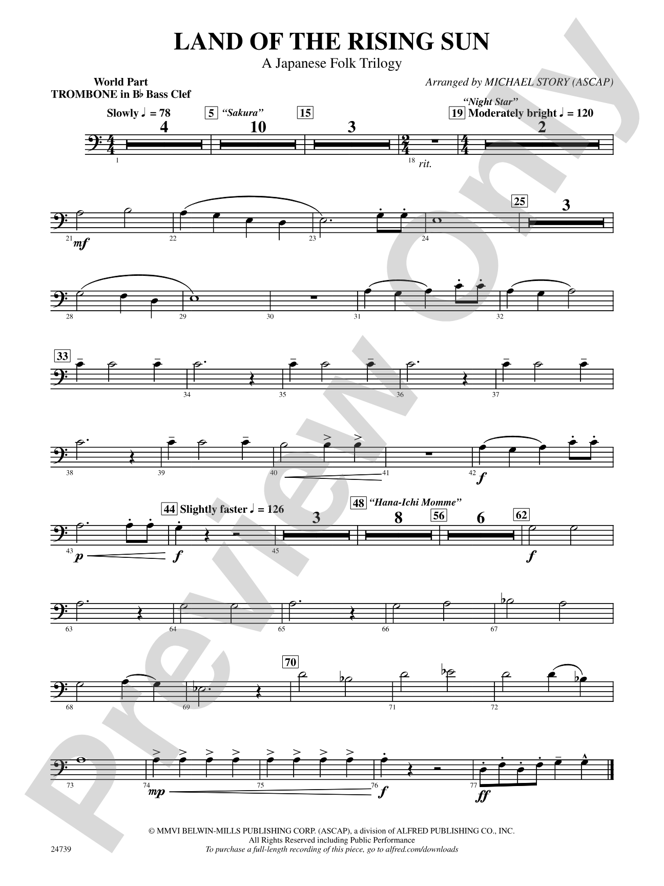 Land of the Rising Sun (A Japanese Folk Trilogy): (wp) Bb Trombone B.C. 1