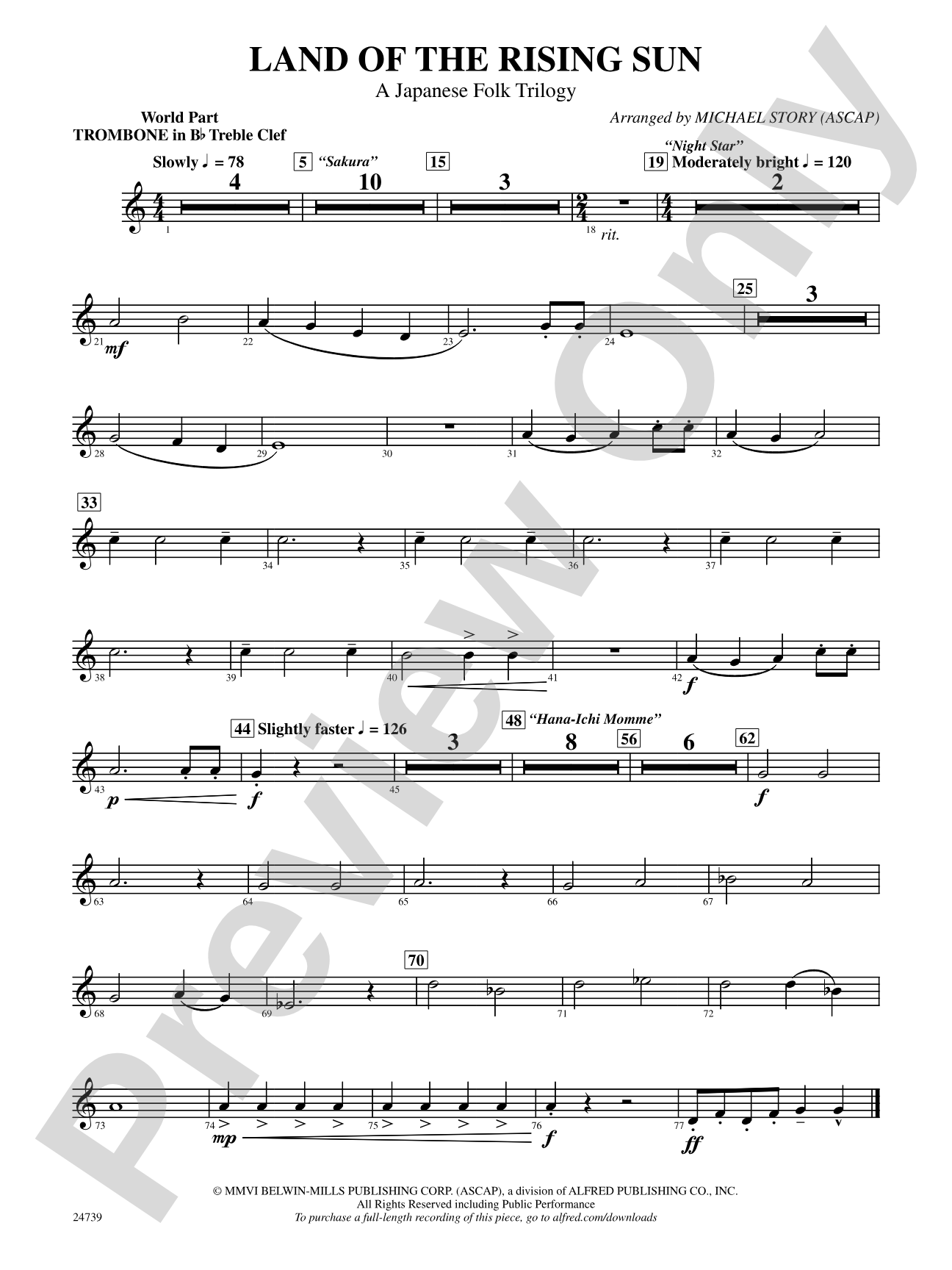 Land of the Rising Sun (A Japanese Folk Trilogy): (wp) Bb Trombone T.C. 1