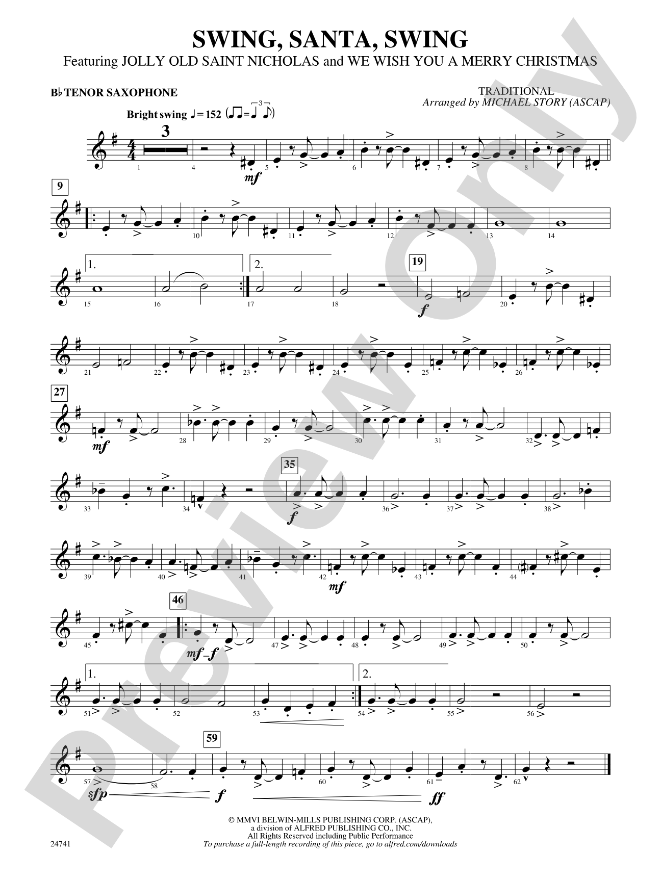Swing, Santa, Swing: B-flat Tenor Saxophone