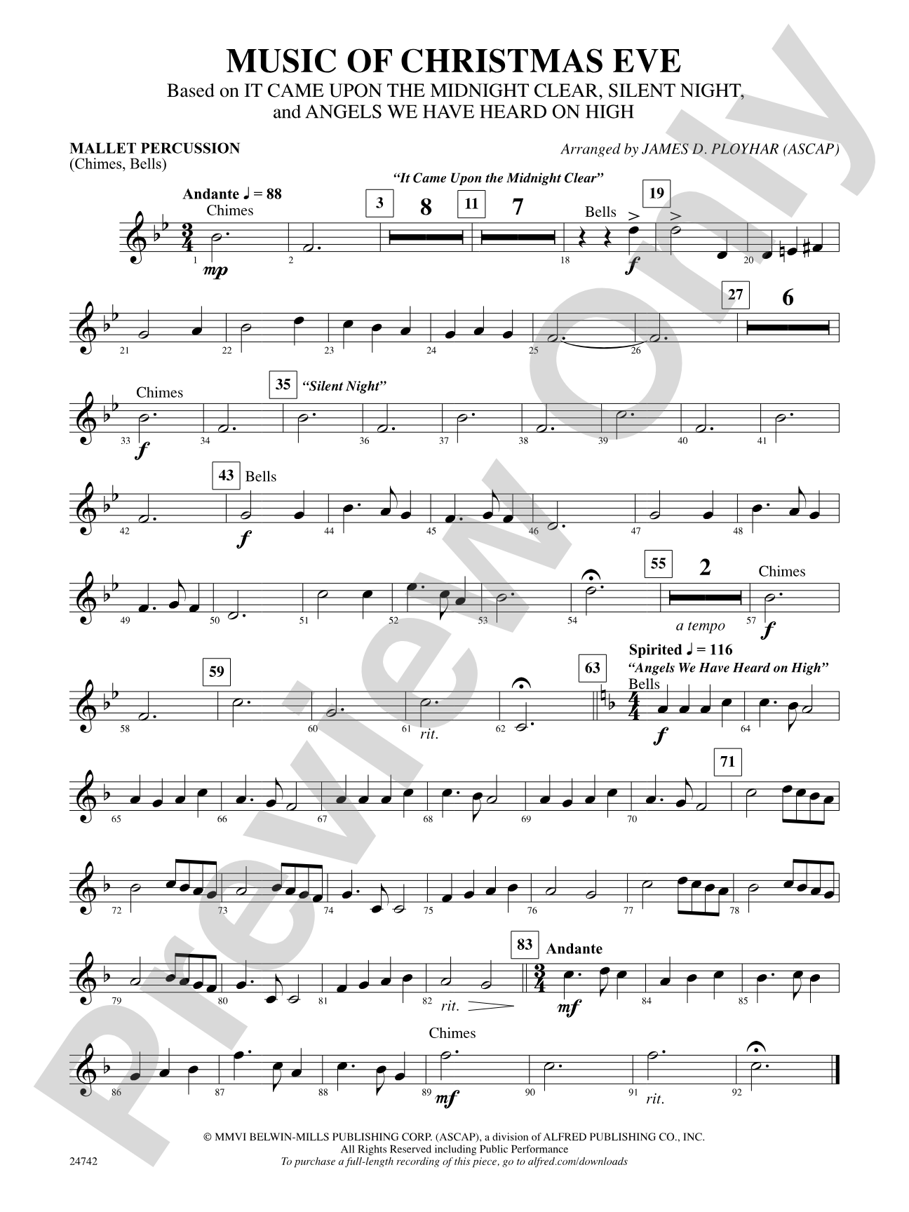 Music of Christmas Eve (Based on "It Came Upon the Midnight Clear," "Silent Night," and "Angels We Have Heard on High"): Mallets
