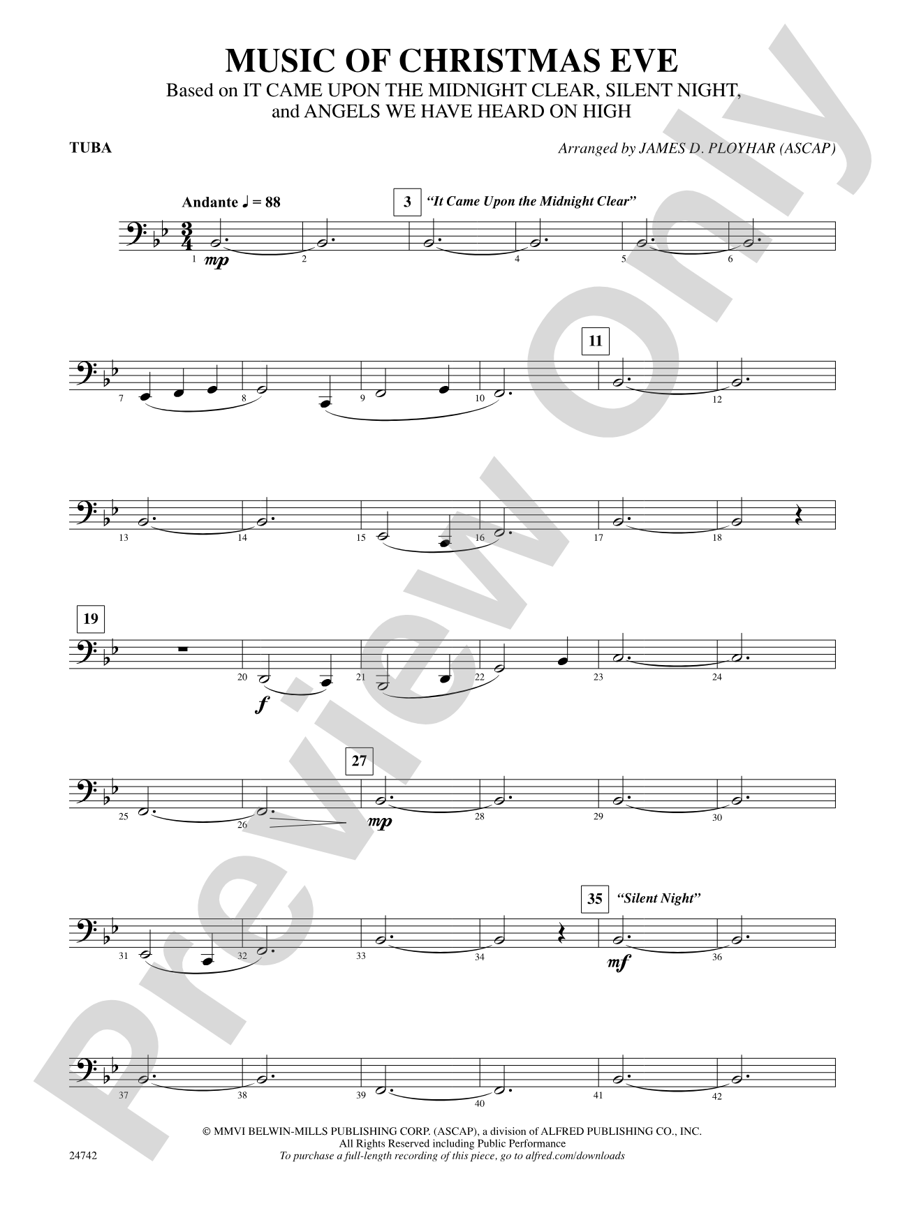 Music of Christmas Eve (Based on "It Came Upon the Midnight Clear," "Silent Night," and "Angels We Have Heard on High"): Tuba