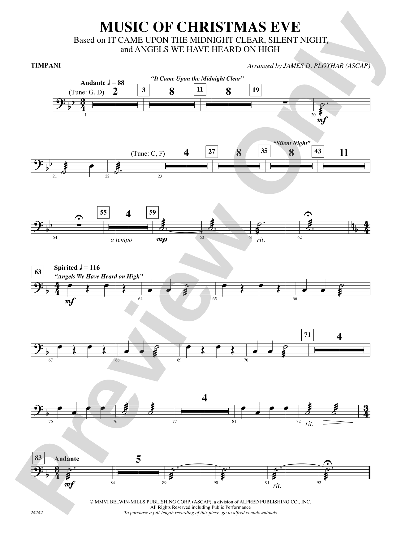 Music of Christmas Eve (Based on "It Came Upon the Midnight Clear," "Silent Night," and "Angels We Have Heard on High"): Timpani