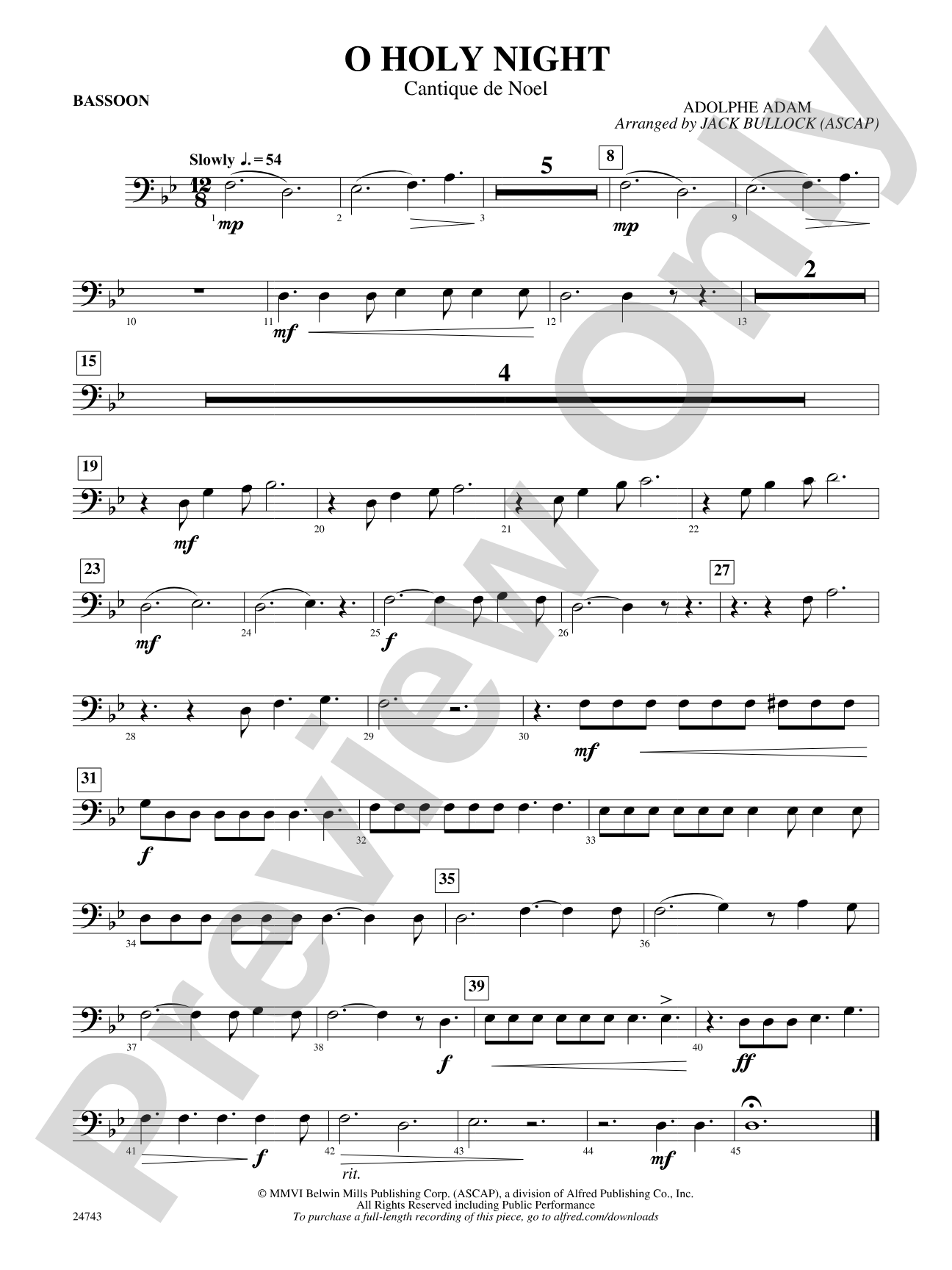 O Holy Night (Cantique de Noel): Bassoon