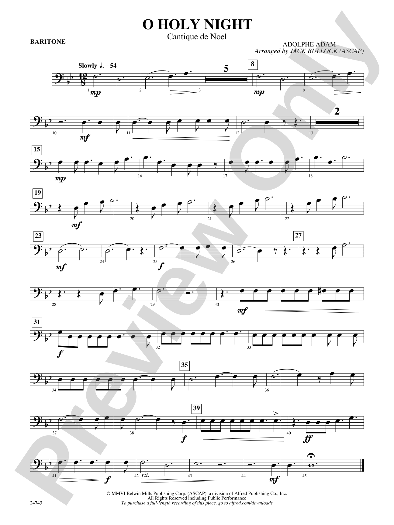 O Holy Night (Cantique de Noel): Baritone B.C.