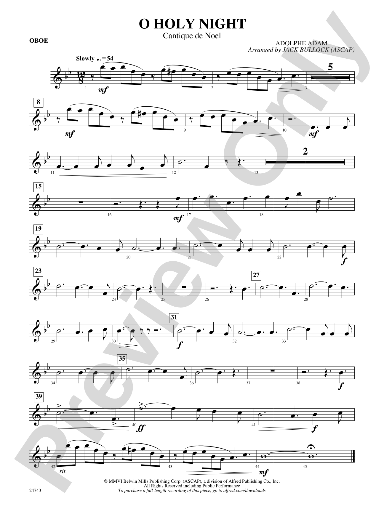 O Holy Night (Cantique de Noel): Oboe