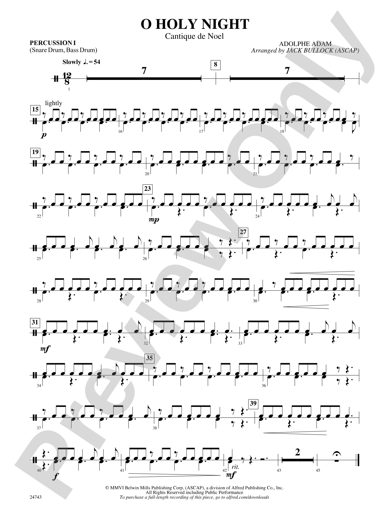 O Holy Night (Cantique de Noel): 1st Percussion