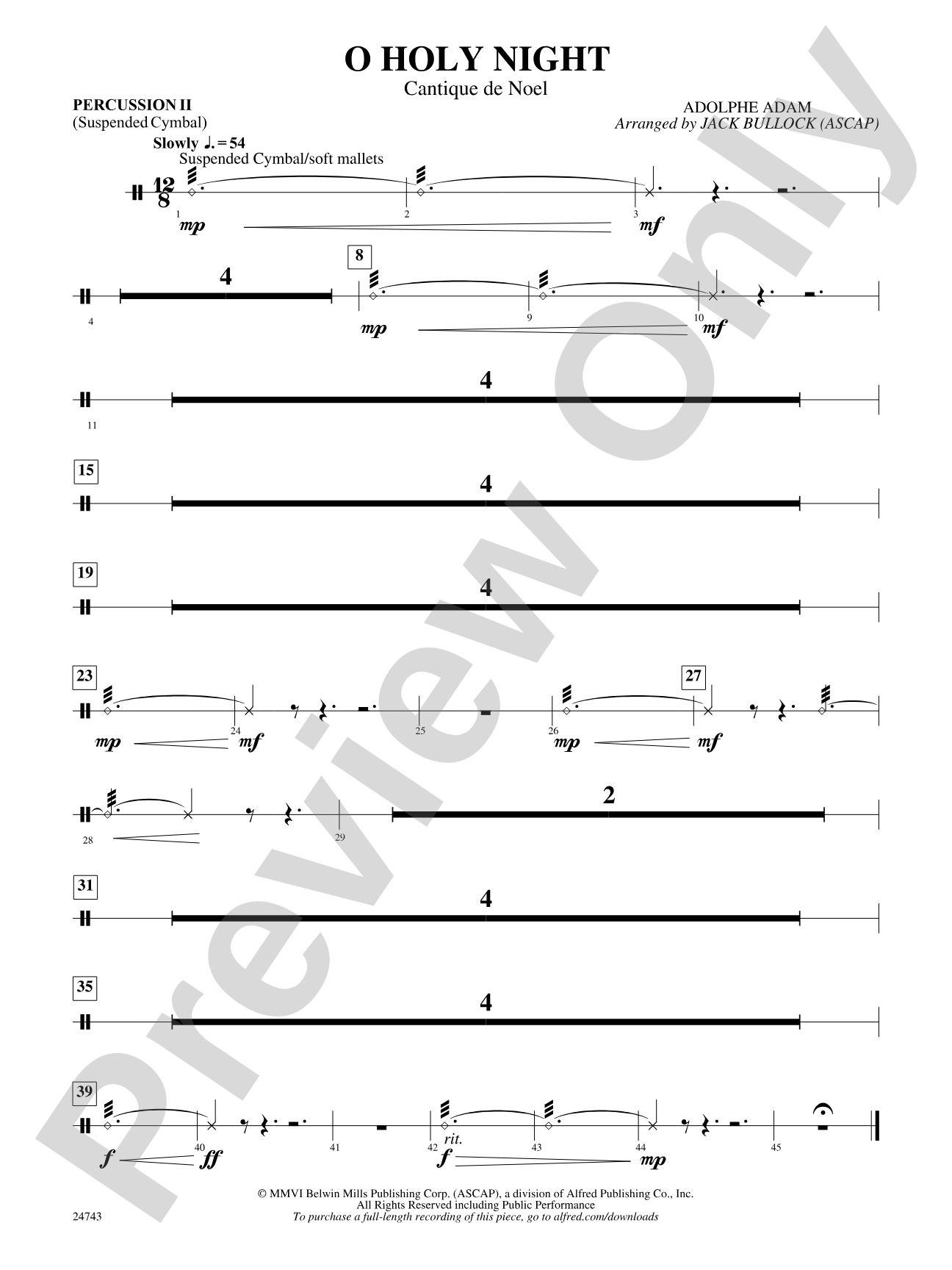 O Holy Night (Cantique de Noel): 2nd Percussion