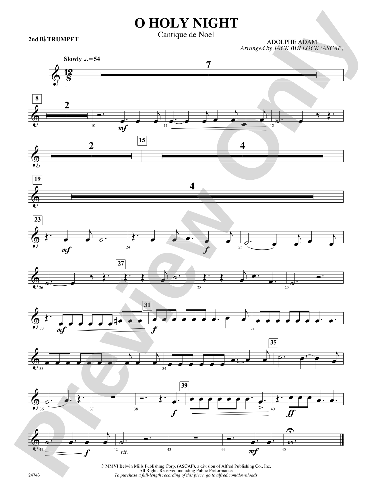 O Holy Night (Cantique de Noel): 2nd B-flat Trumpet