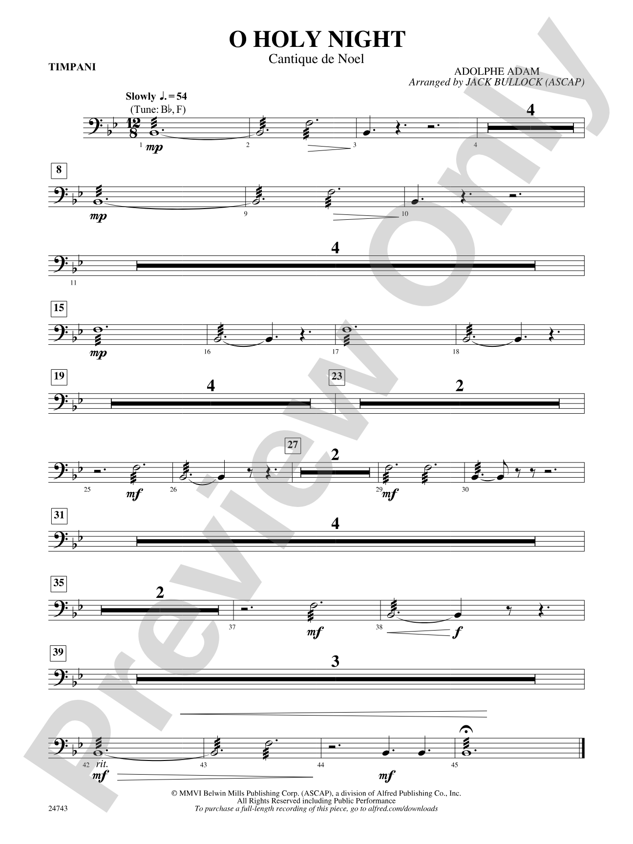 O Holy Night (Cantique de Noel): Timpani