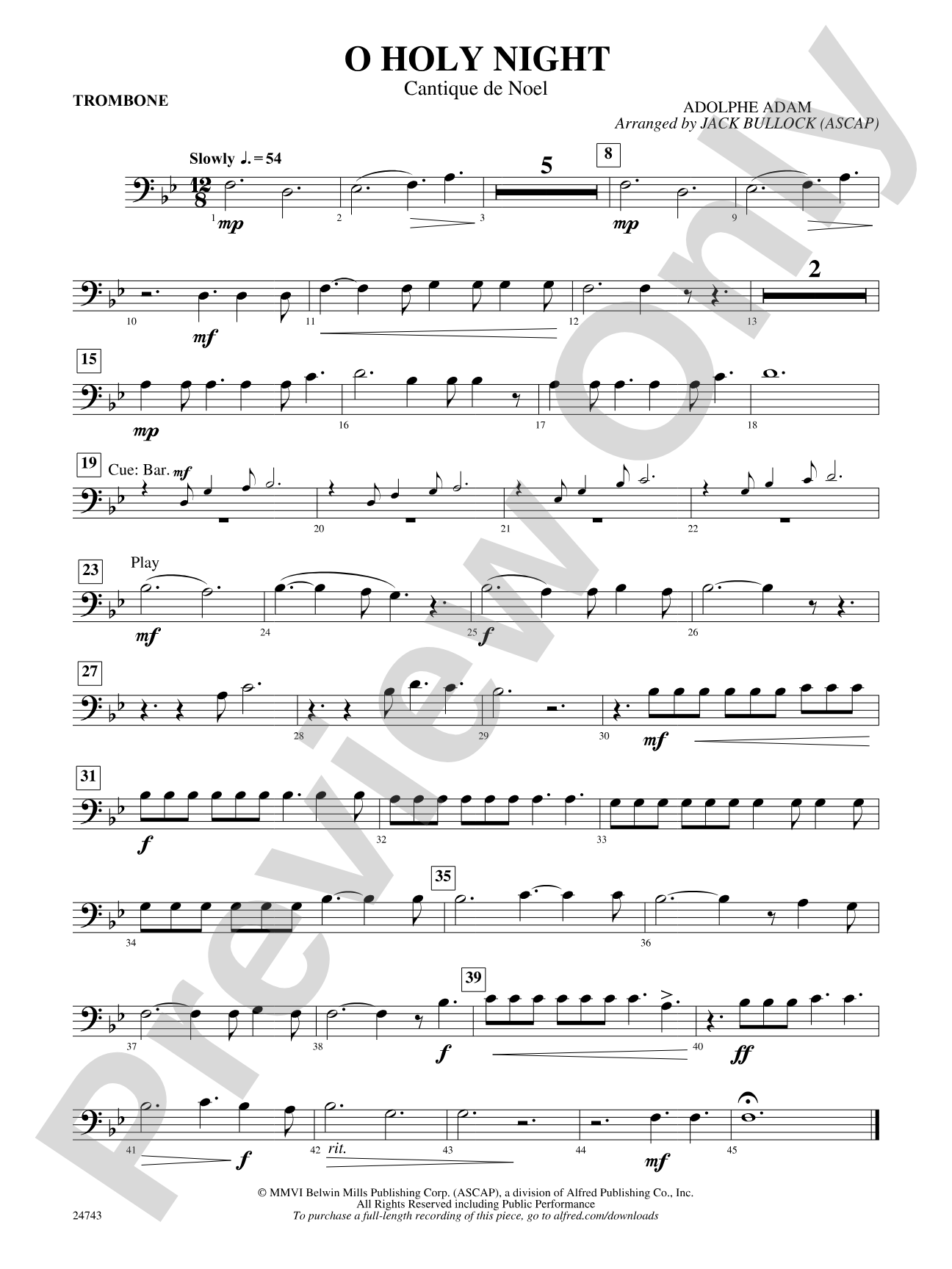 O Holy Night (Cantique de Noel): 1st Trombone