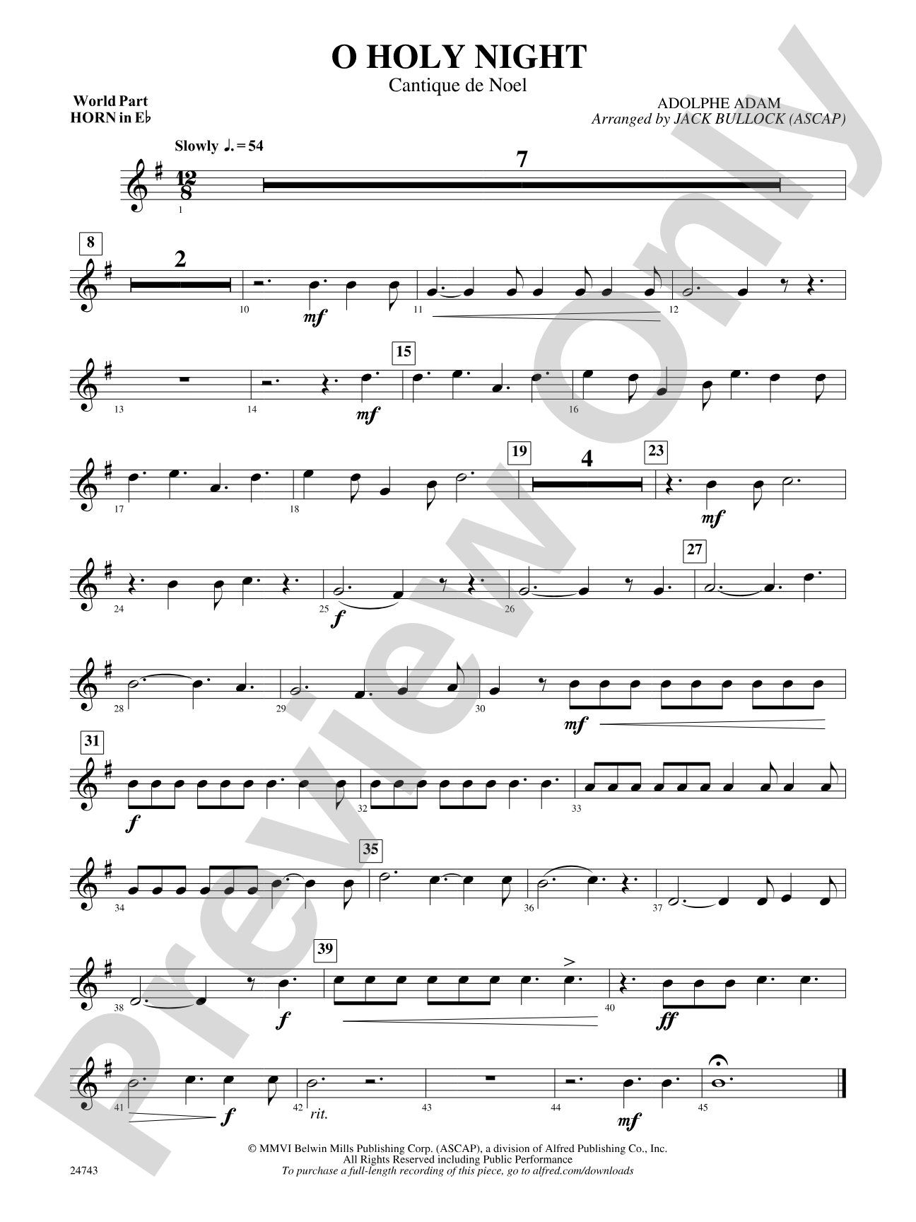 O Holy Night (Cantique de Noel): (wp) 1st Horn in E-flat