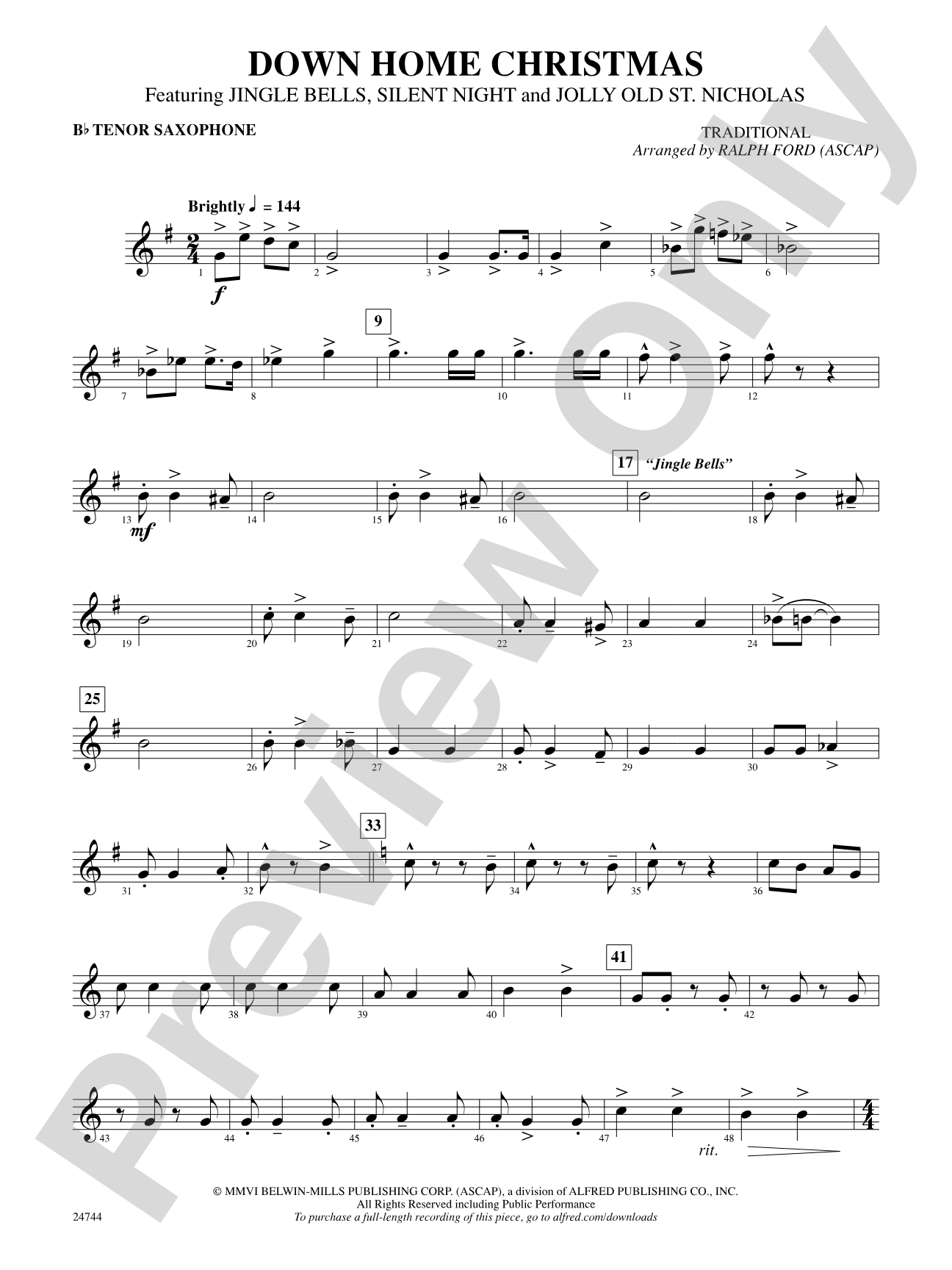 Down Home Christmas: B-flat Tenor Saxophone