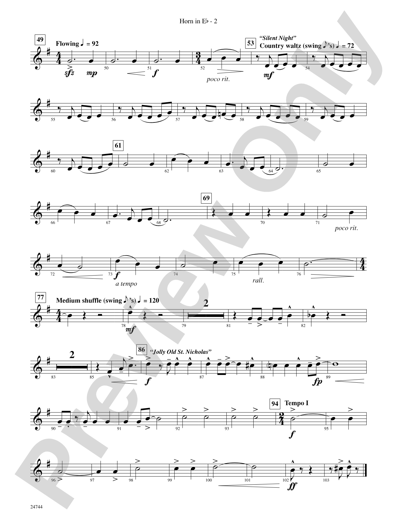 Down Home Christmas: (wp) 1st Horn in E-flat