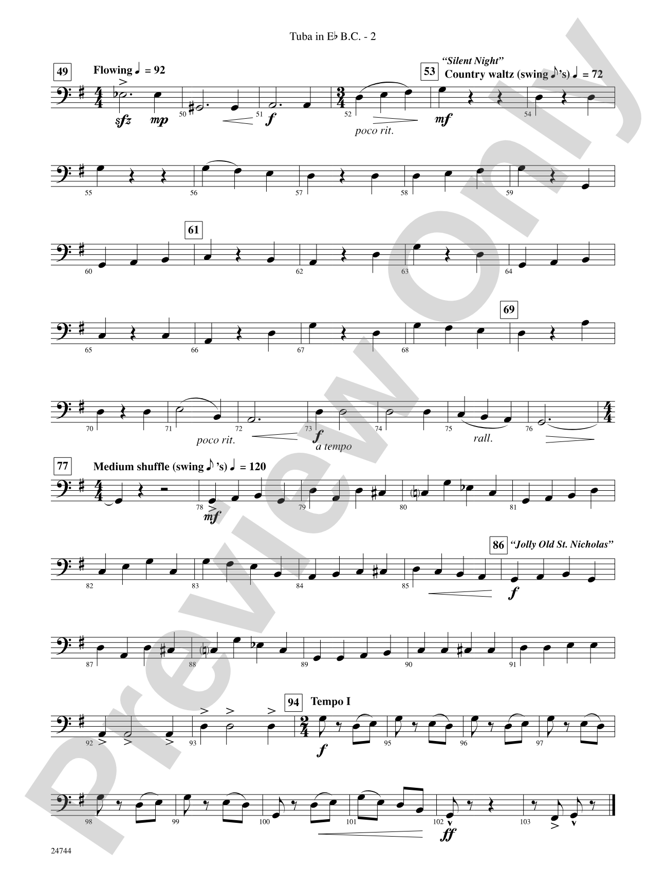 Down Home Christmas: (wp) E-flat Tuba B.C.