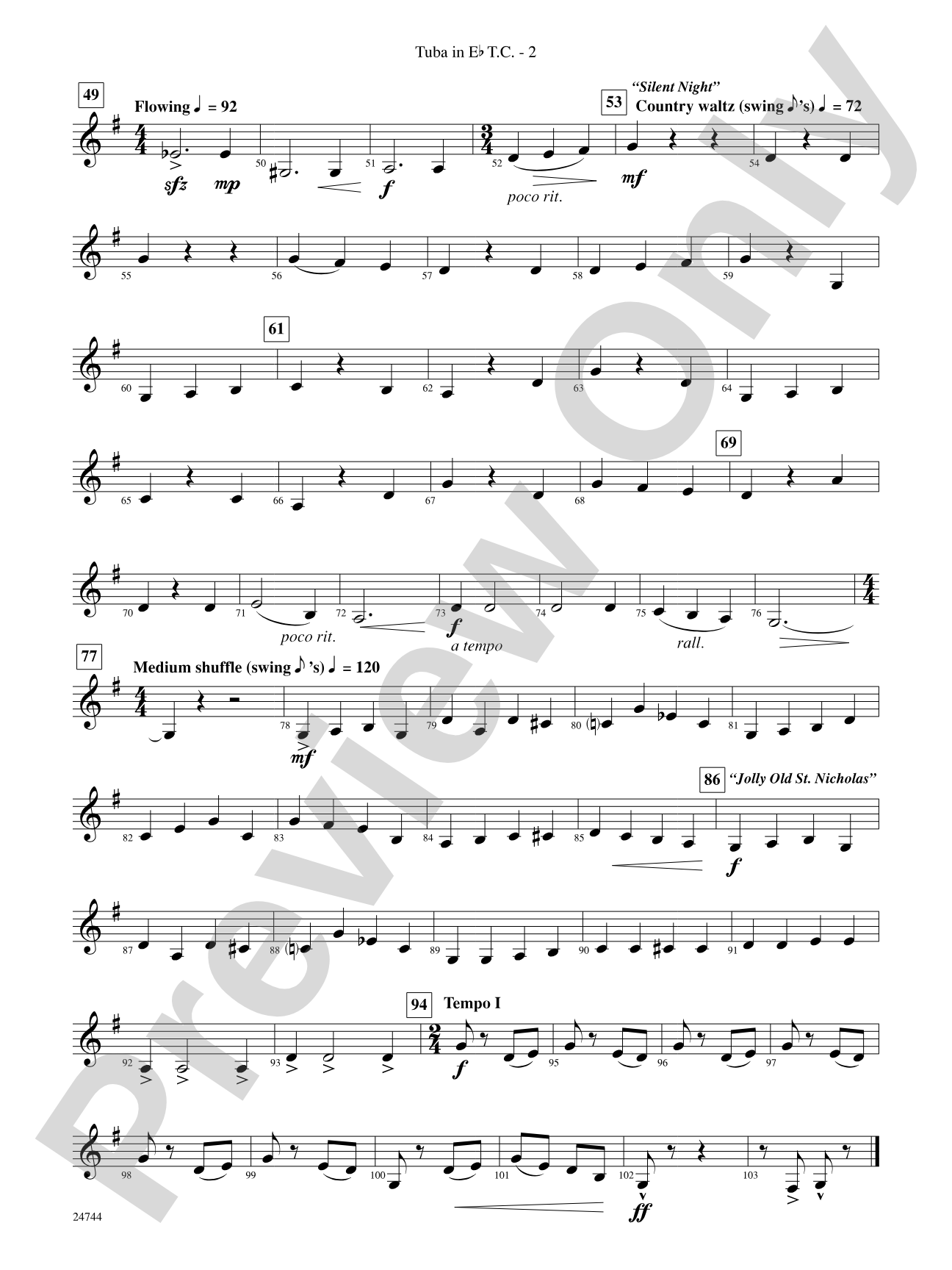 Down Home Christmas: (wp) E-flat Tuba T.C.