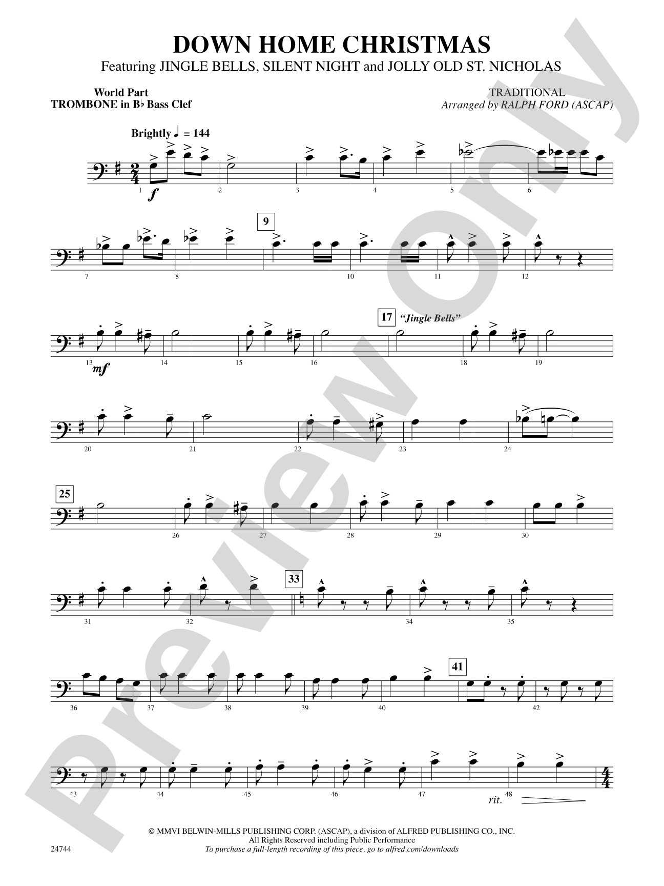 Down Home Christmas: (wp) 1st B-flat Trombone B.C.