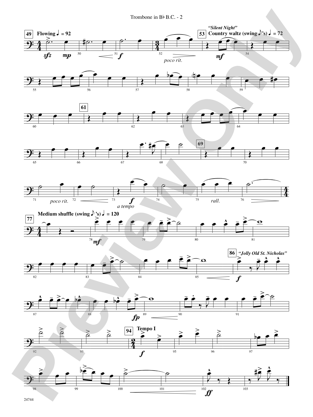 Down Home Christmas: (wp) 1st B-flat Trombone B.C.