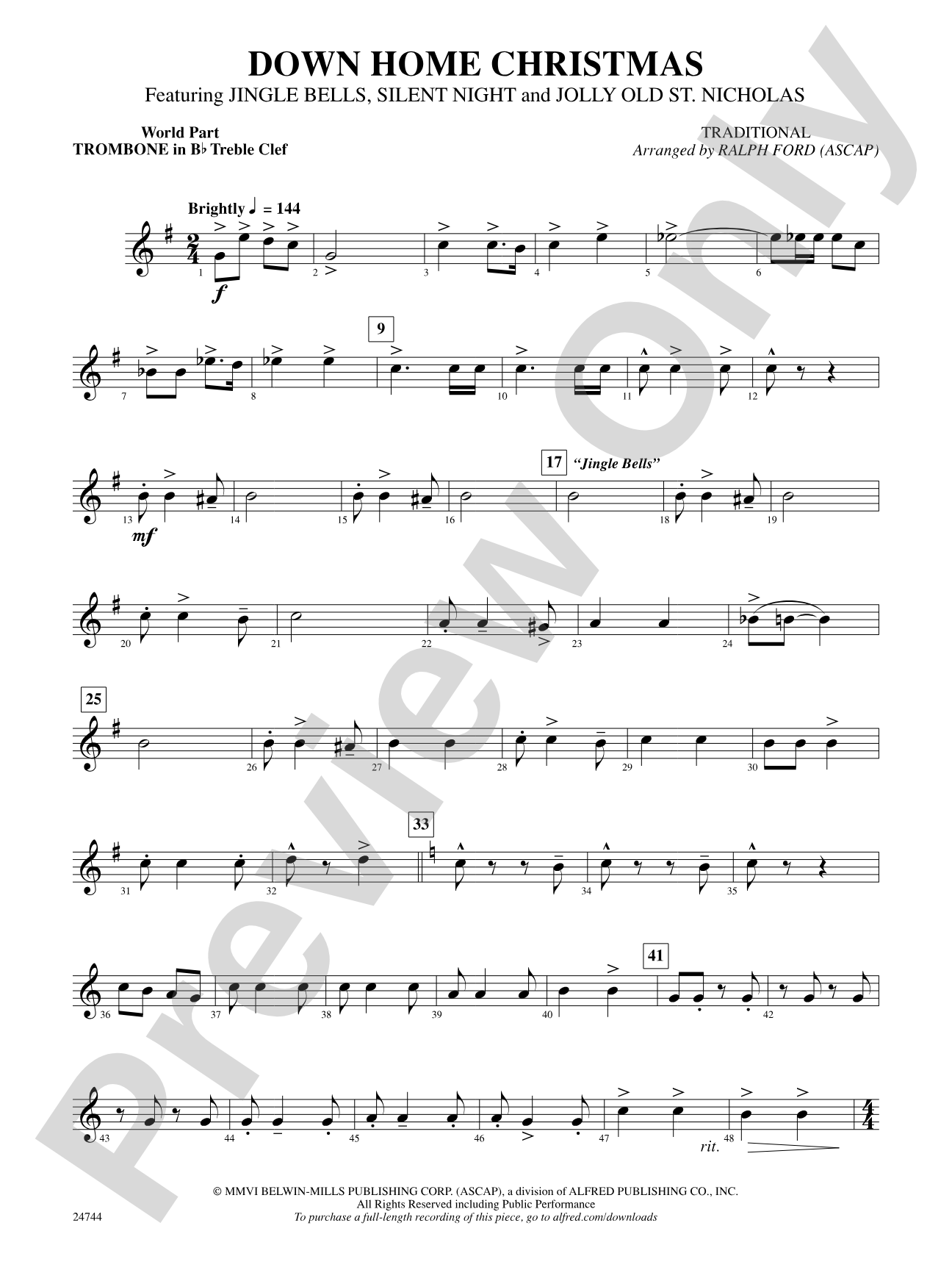Down Home Christmas: (wp) 1st B-flat Trombone T.C.