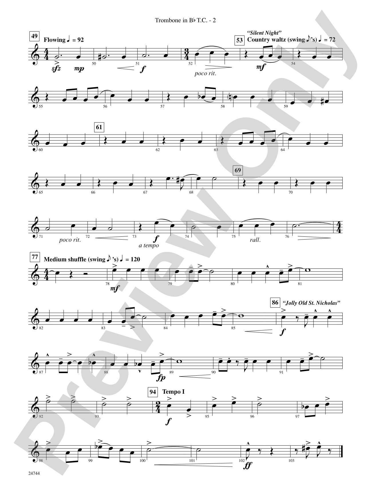 Down Home Christmas: (wp) 1st B-flat Trombone T.C.