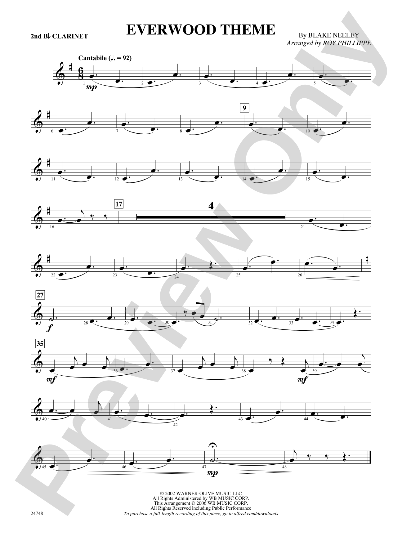Everwood Theme: 2nd B-flat Clarinet