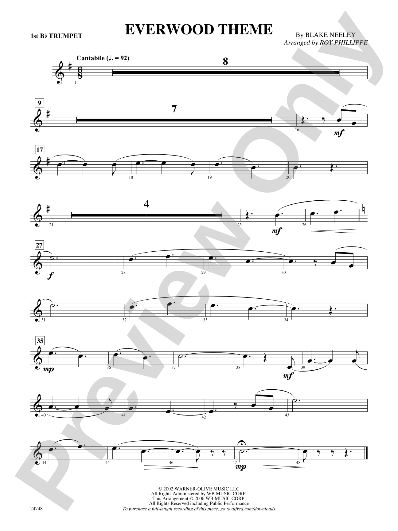 Everwood Theme: 1st B-flat Trumpet