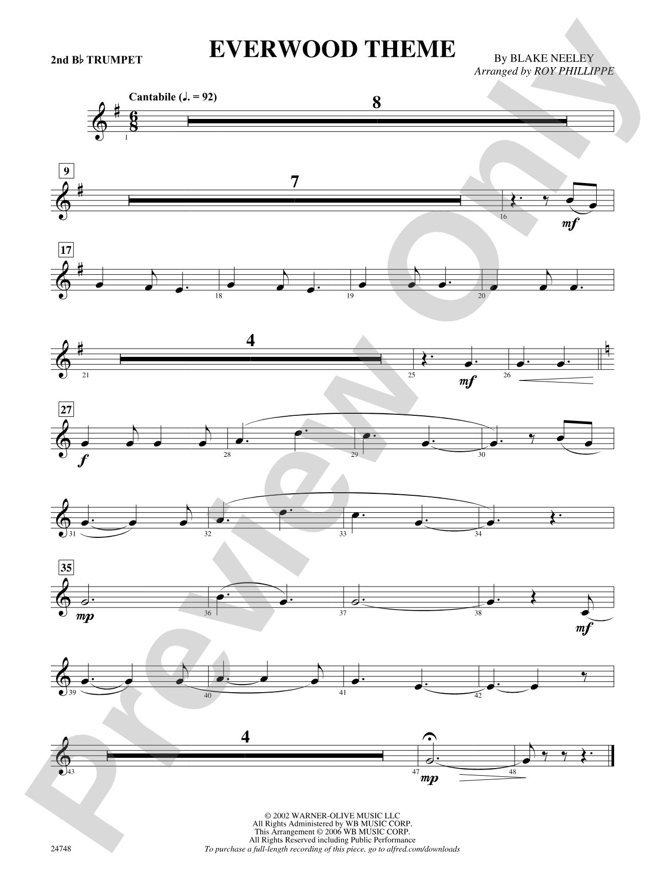 Everwood Theme: 2nd B-flat Trumpet