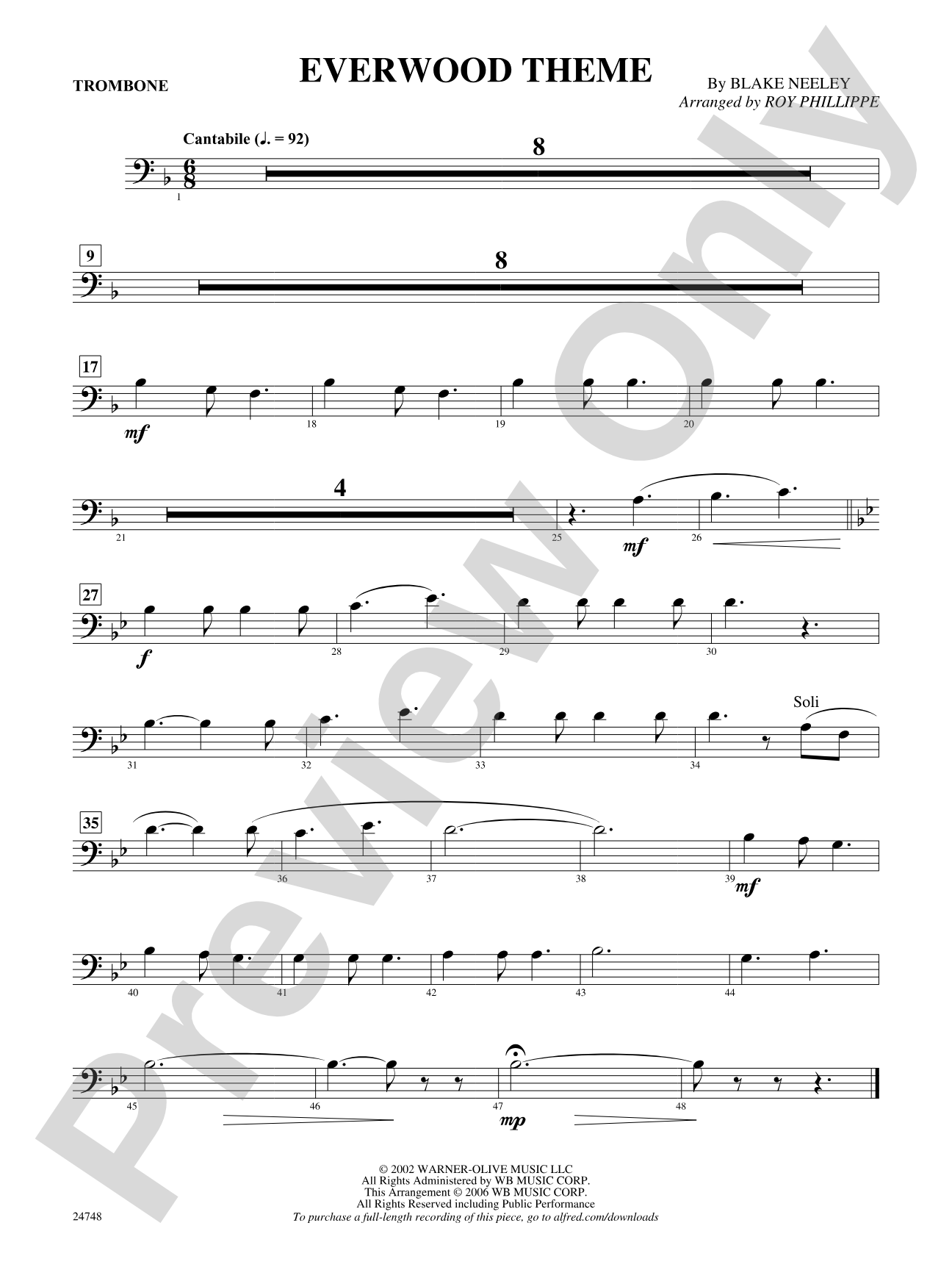 Everwood Theme: 1st Trombone