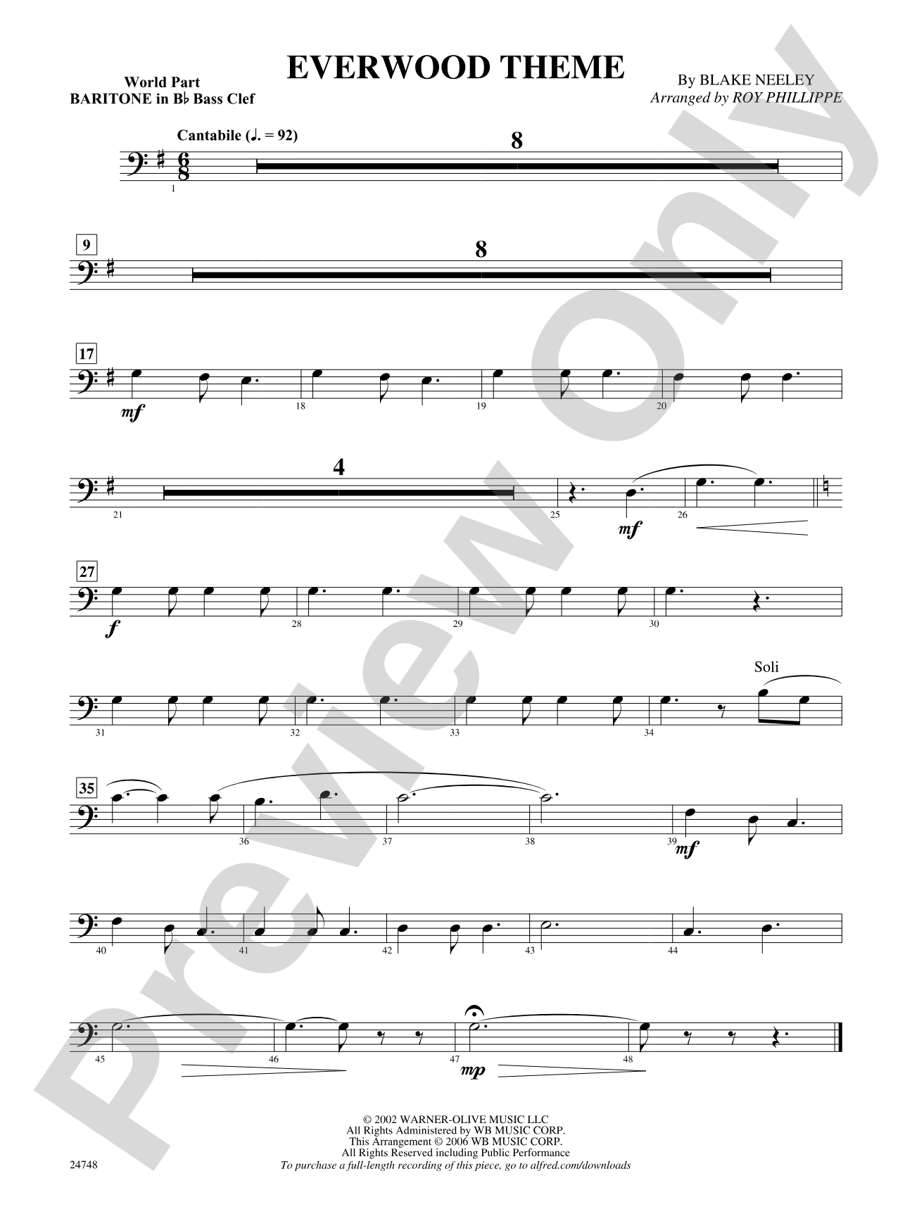 Everwood Theme: (wp) B-flat Baritone B.C.