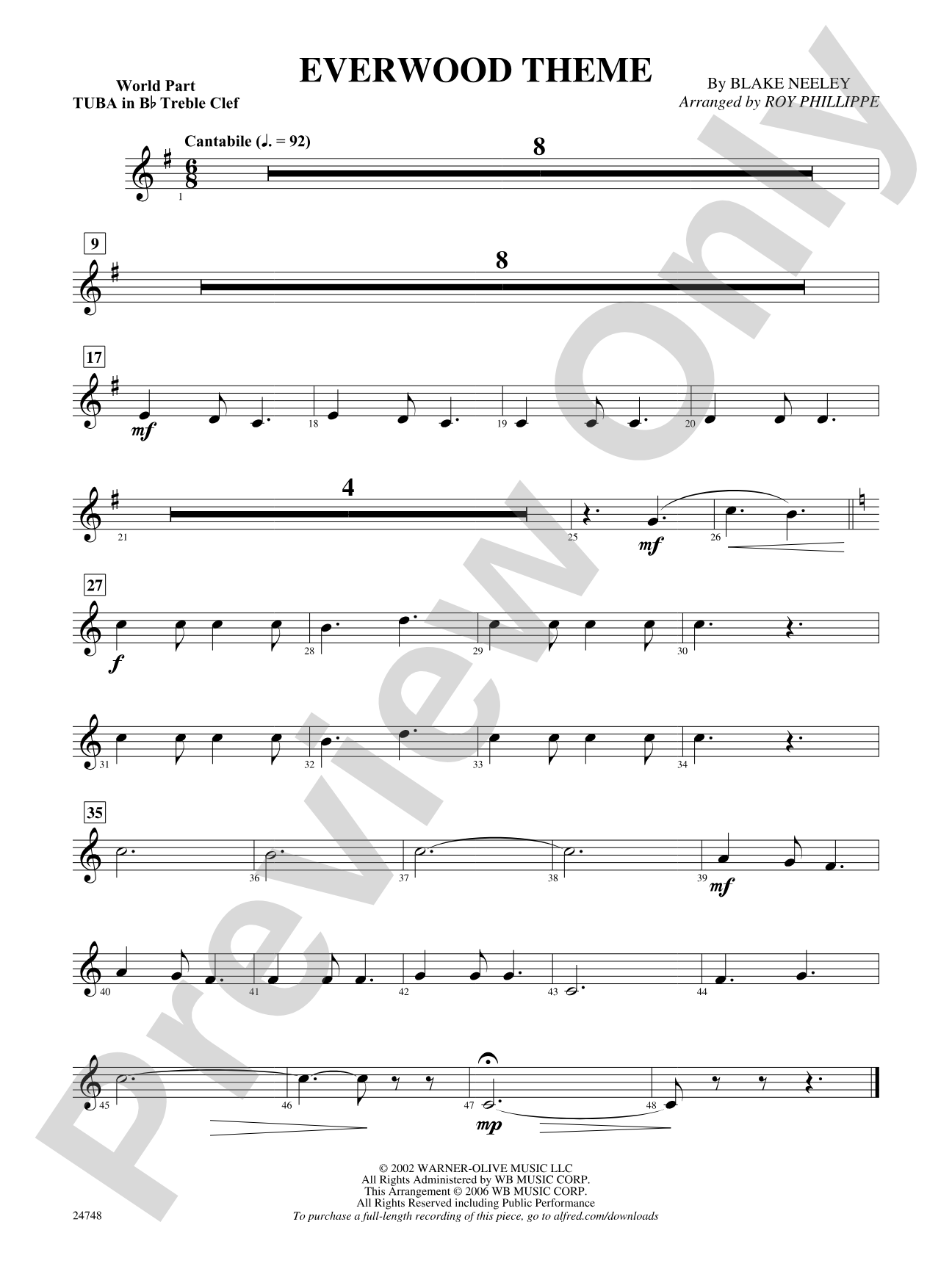 Everwood Theme: (wp) B-flat Tuba T.C.